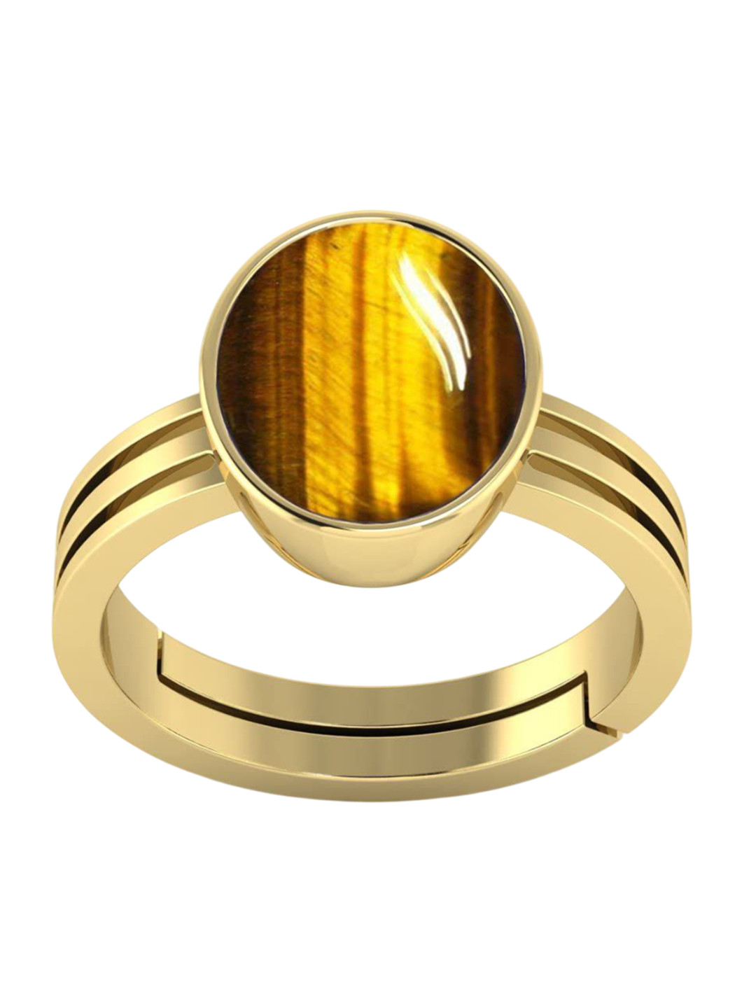 RSPR Unisex  6.25 Ratti Tiger's Eye Crystals-Studded Adjustable Finger Ring