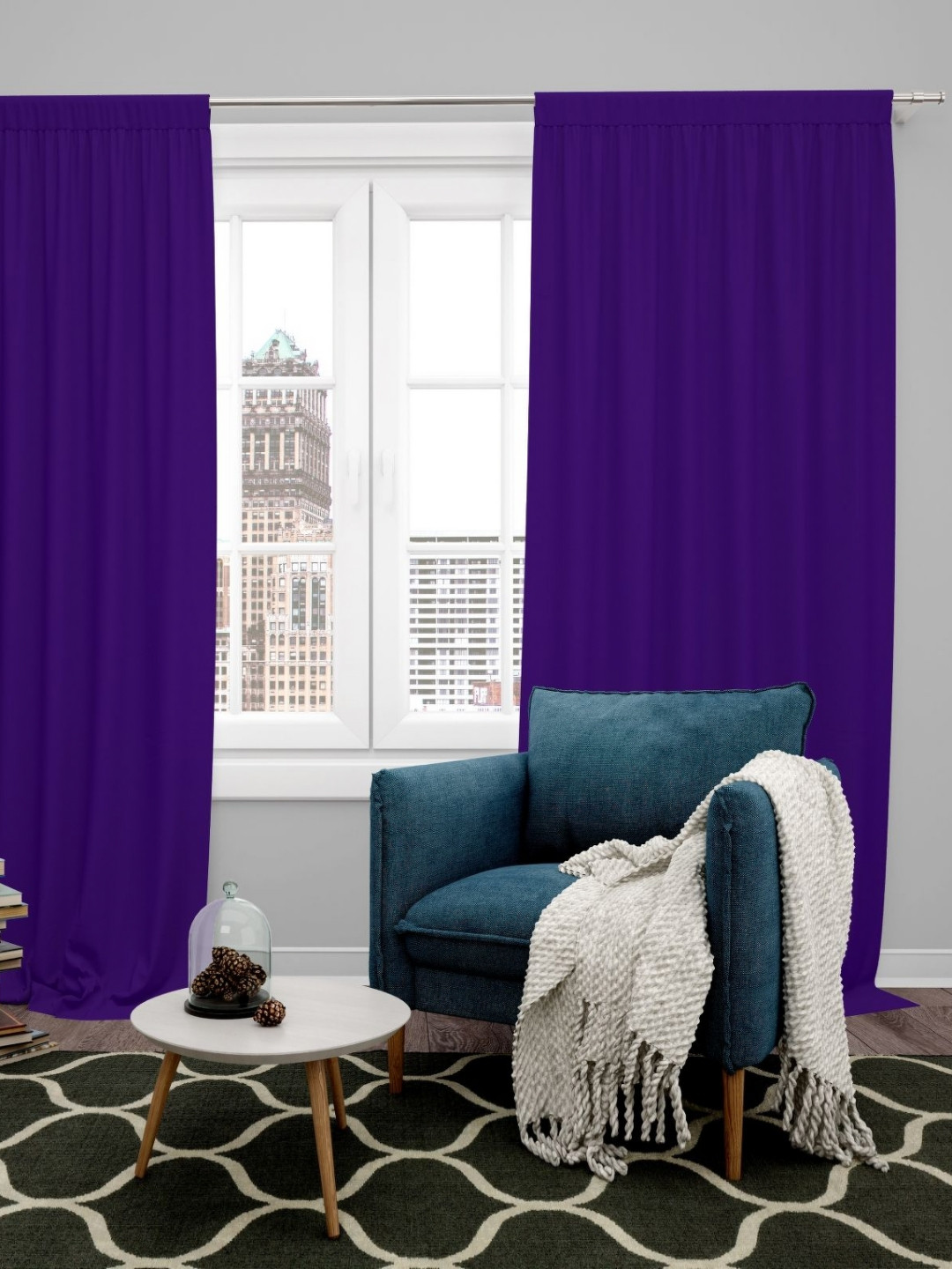 Parda Online Purple Set of 2 Black Out Door Curtain