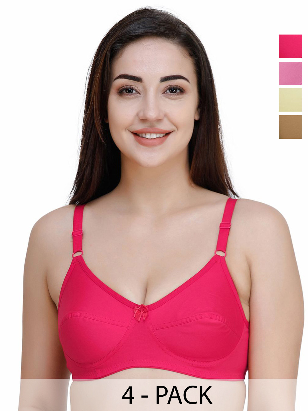 College Girl Pack Of 4 Medium Coverage Pure Cotton Everyday Bra