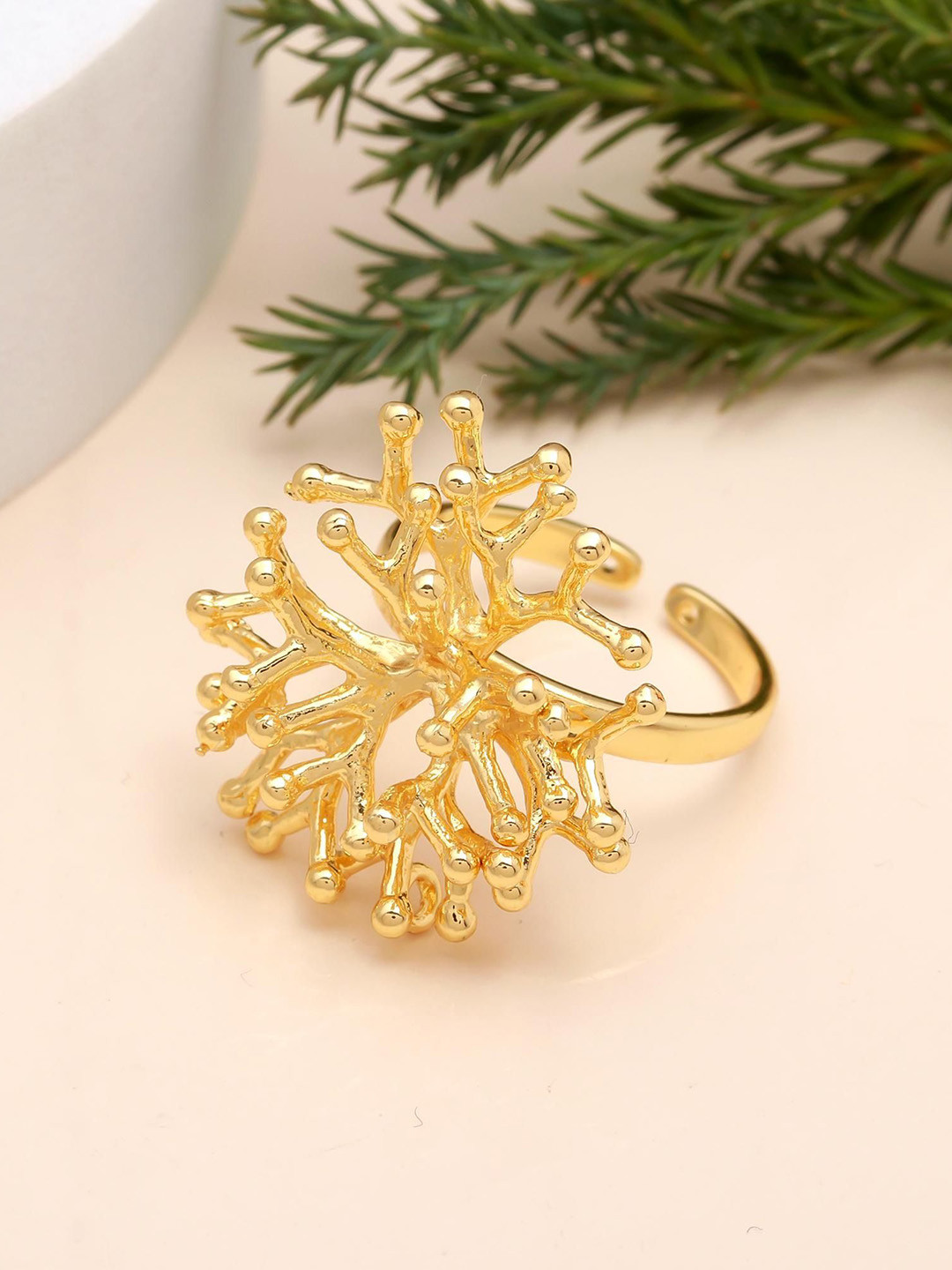 ORO ALMA Gold-Plated Web-Shaped Adjustable Finger Ring