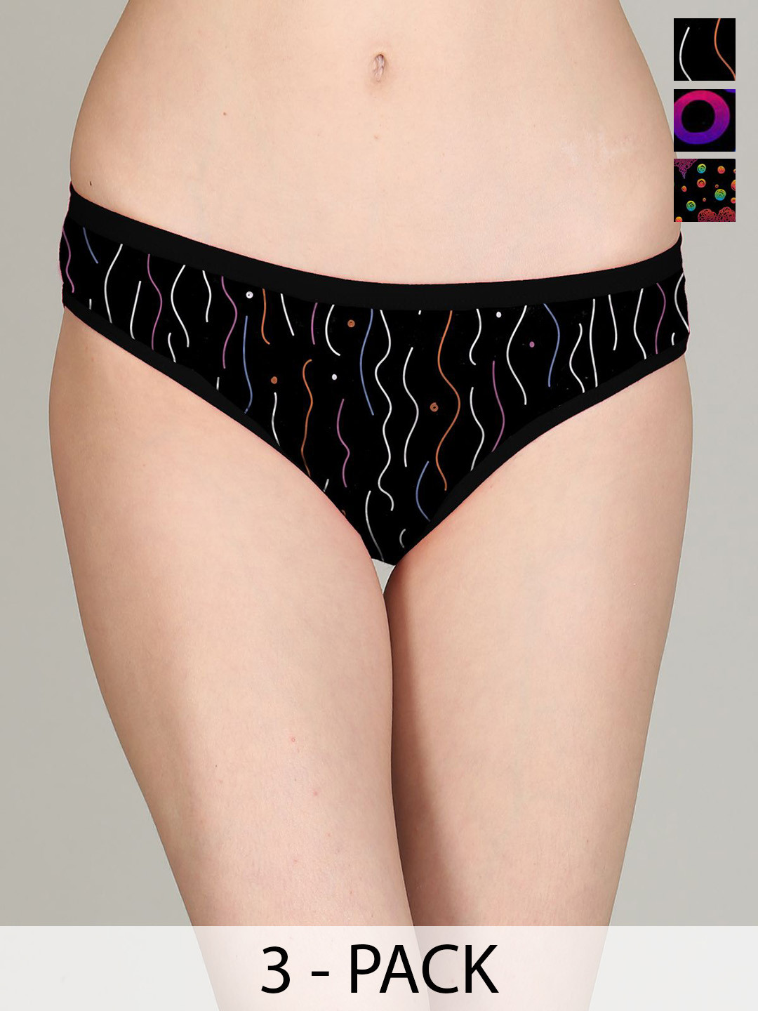 Lola  Dola Pack Of 3 Printed Hipster Briefs + PPC-01--(10-11-12)