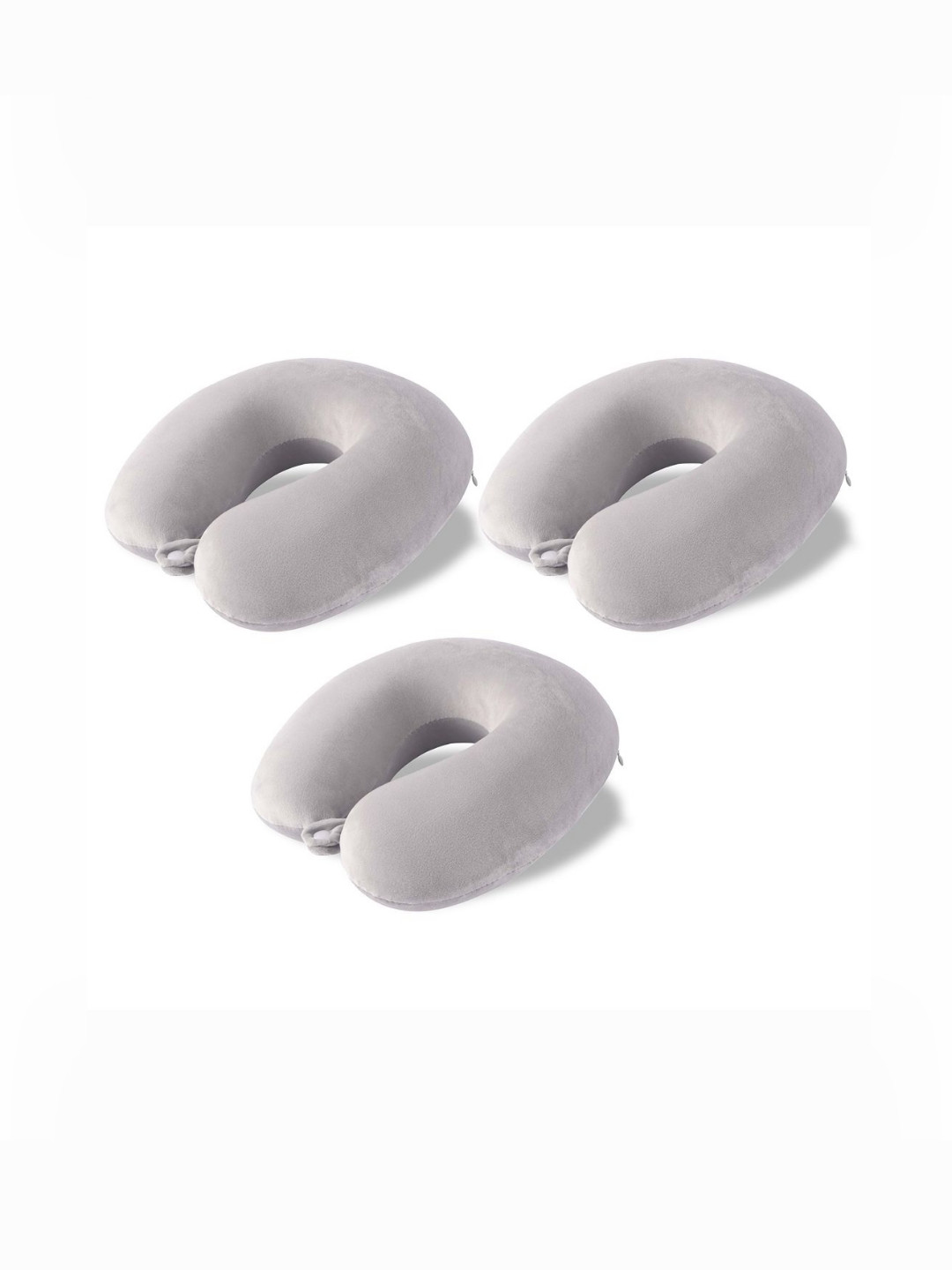 Aura Grey Set of 3 Memory Foam Filled Cotton Travel Pillow