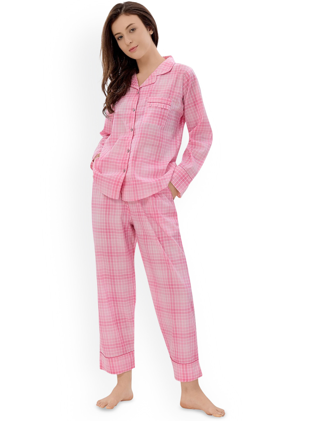 Piu Women Checked Pure Cotton Night suit