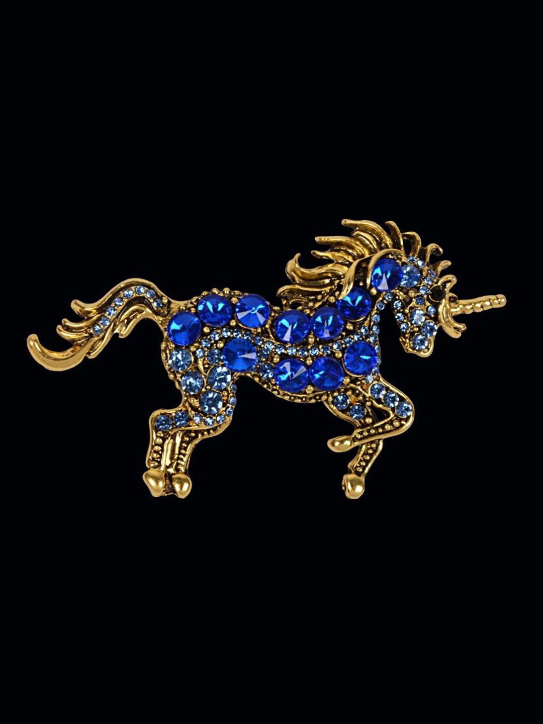 Curren Blue Plated Metal Real Stones Brooch