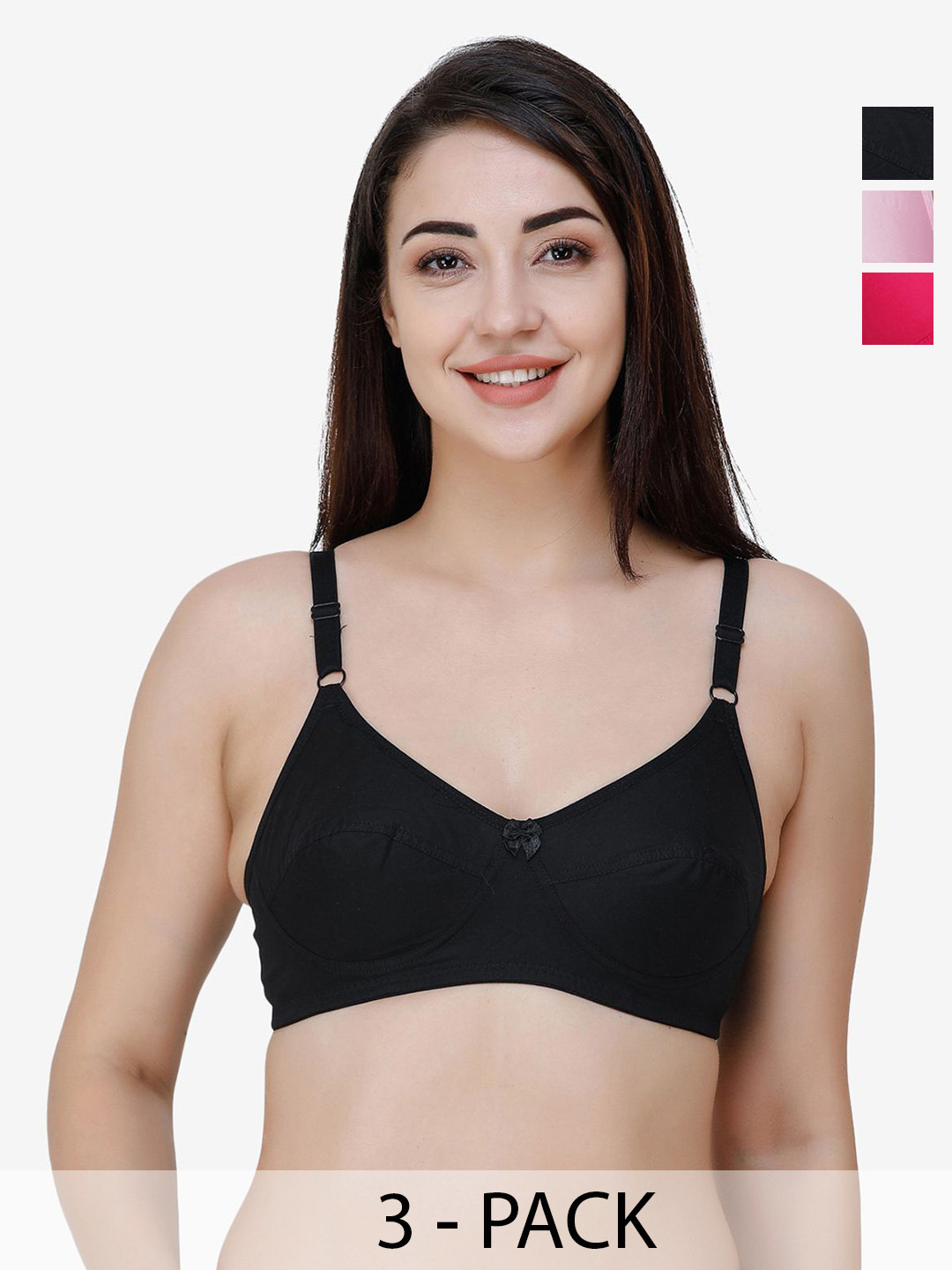 College Girl cg1303 Pack Of 3 Solid Full Coverage Everyday Bra