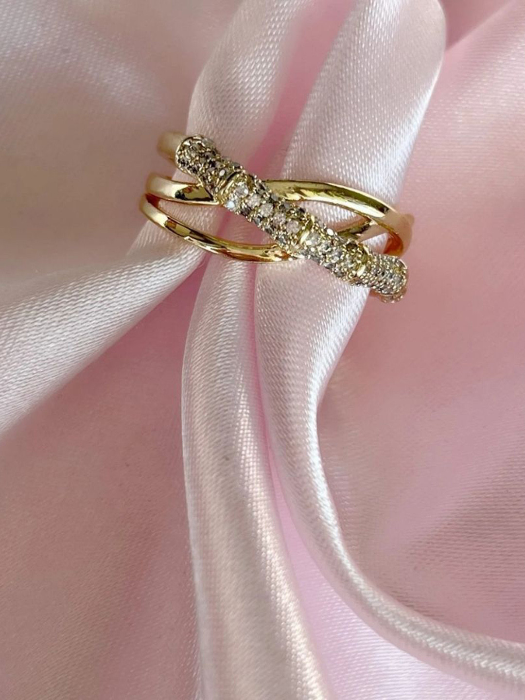 CRYSTALANE Stainless Steel Gold-Plated Stainless Steel Ring