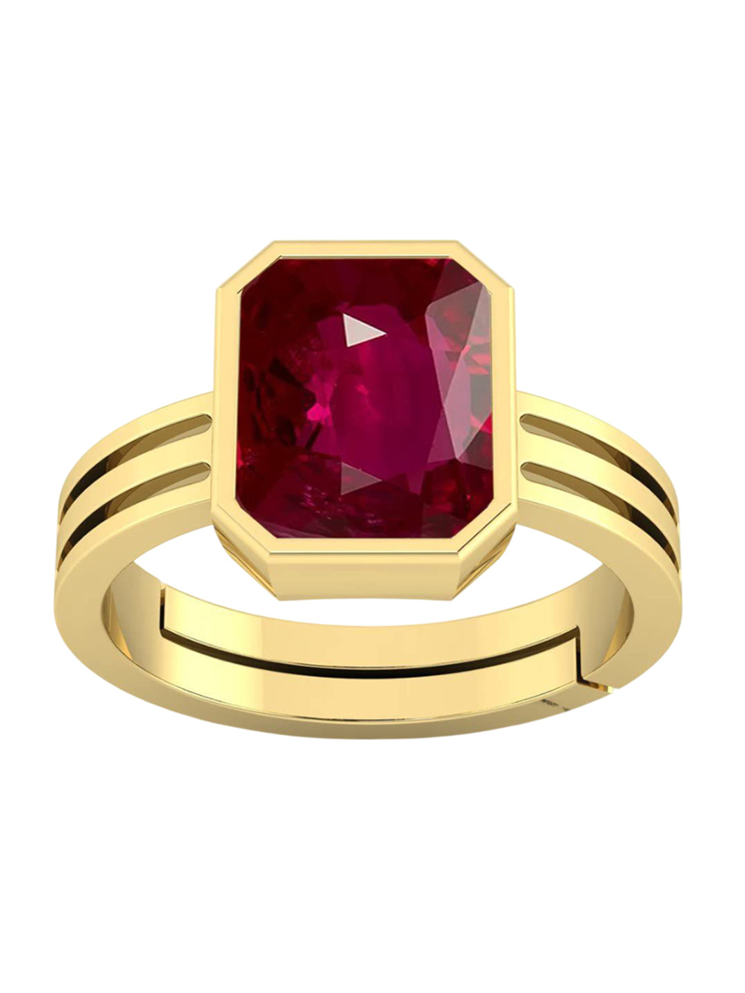 RSPR 8.25 Ratti 7.60 Carat Natural Ruby Manikya Stone Studded Adjustable Finger Ring