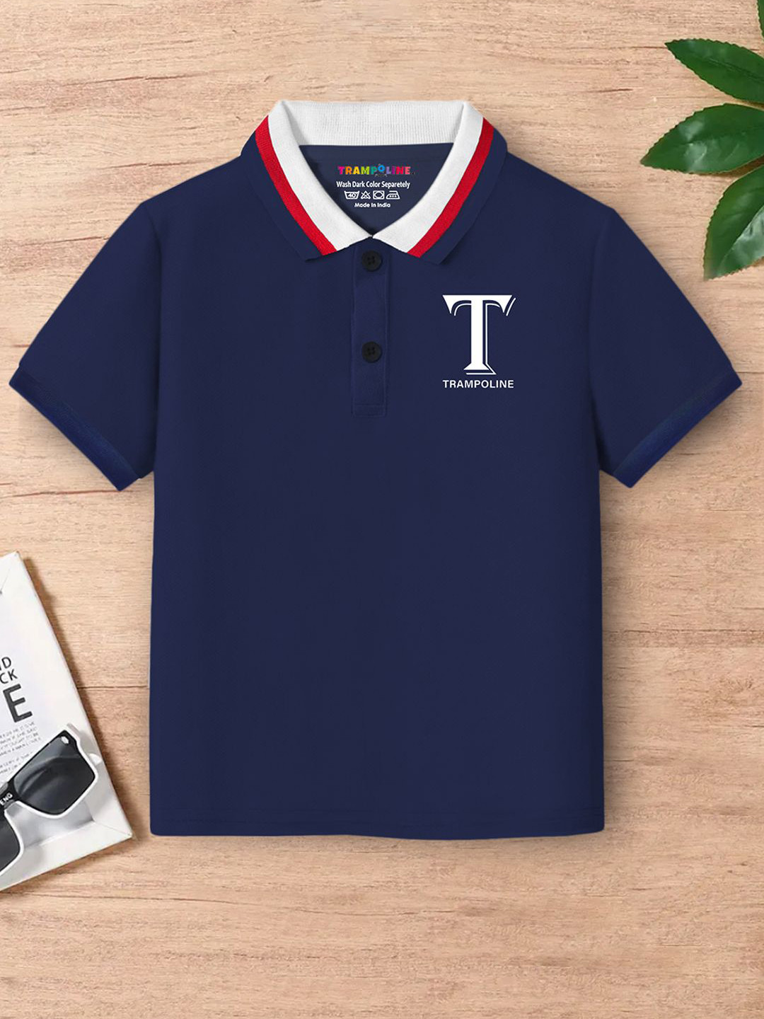 YK X Trampoline Boys Brand Logo Printed Polo Collar T-Shirt