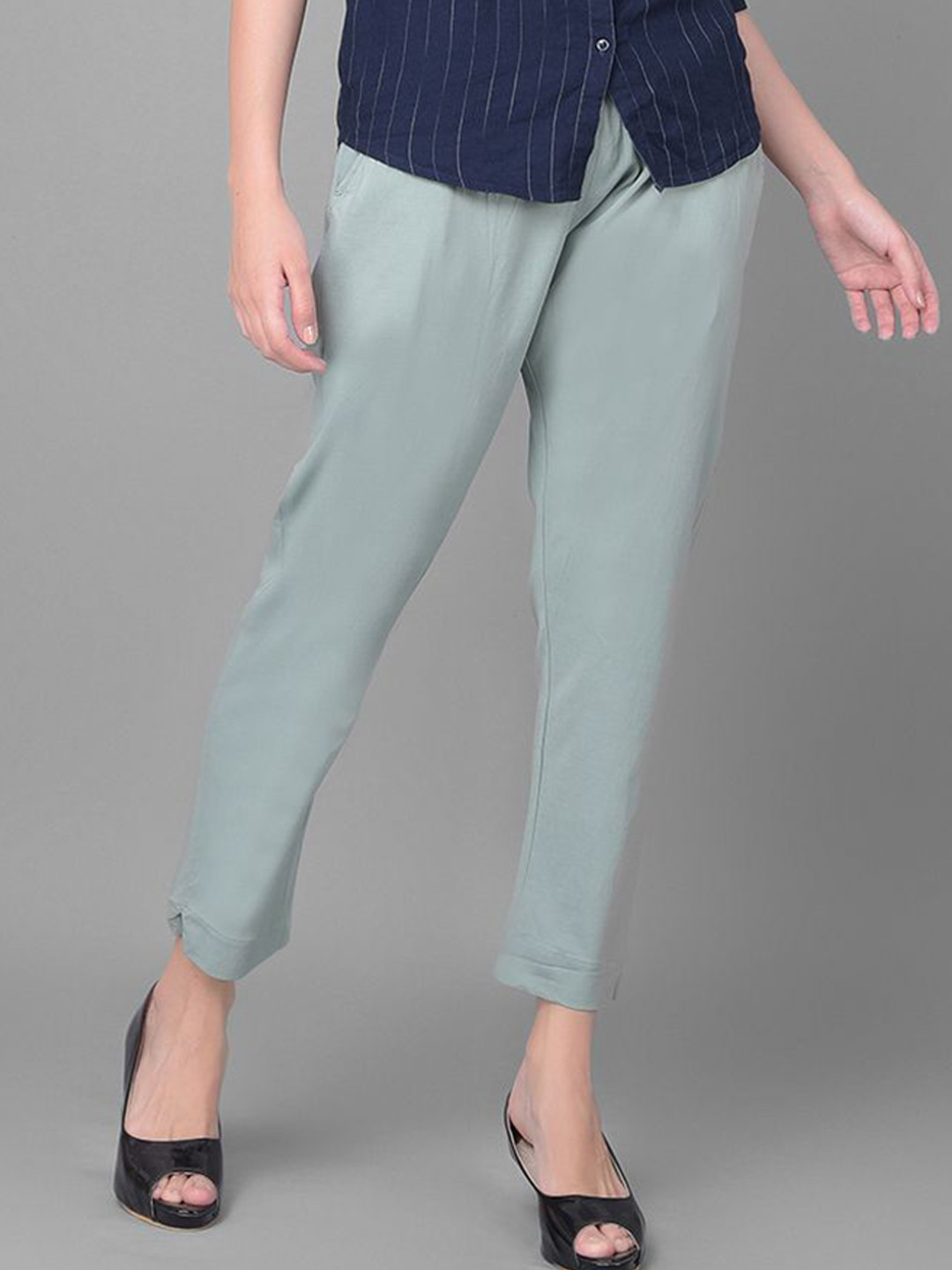 Comfort Lady Women Regular Fit Mid-Rise Cotton Formal Trousers