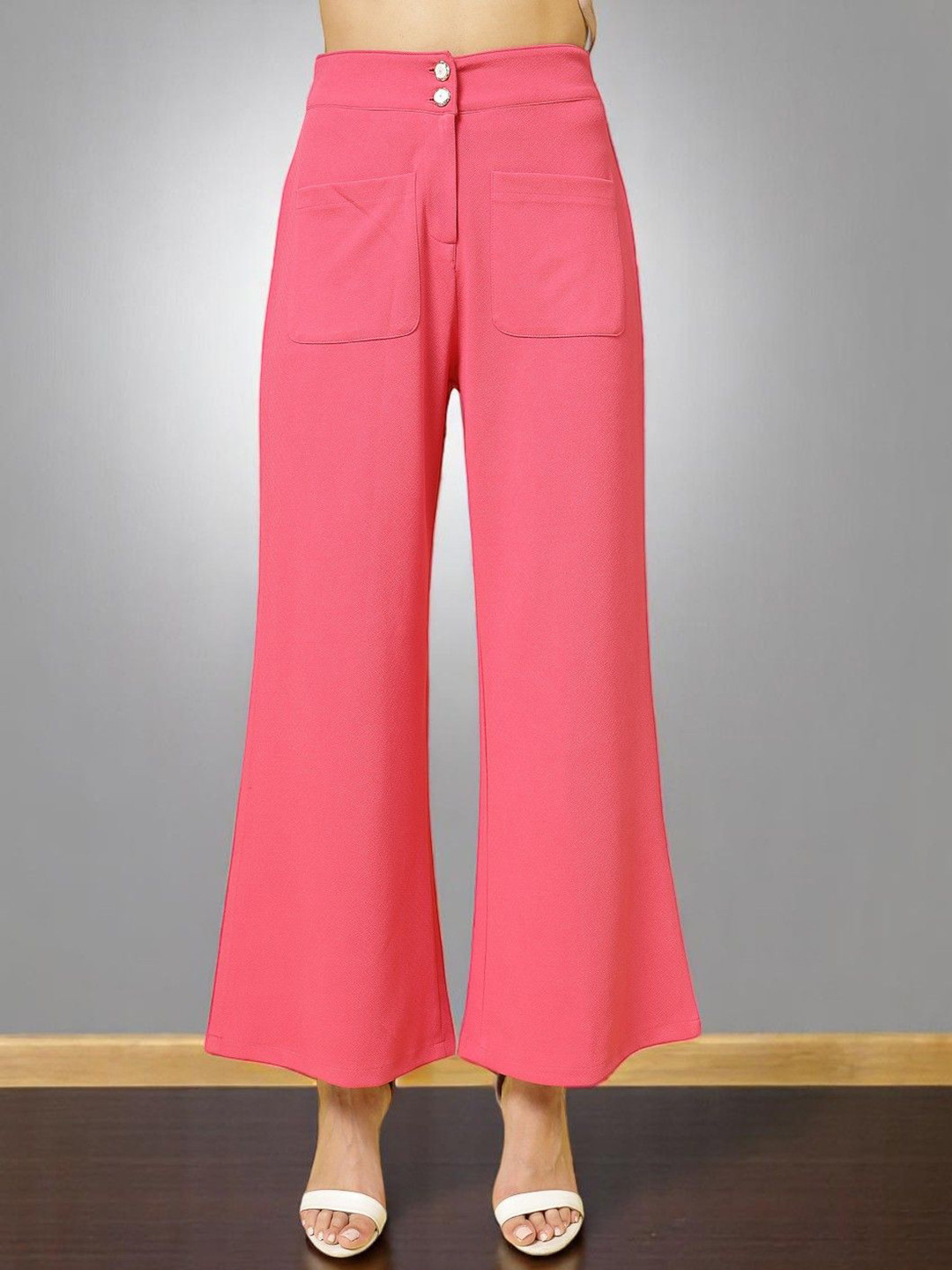OOMPH! FACTOR Women Relaxed Mid-Rise Wide Leg Trousers