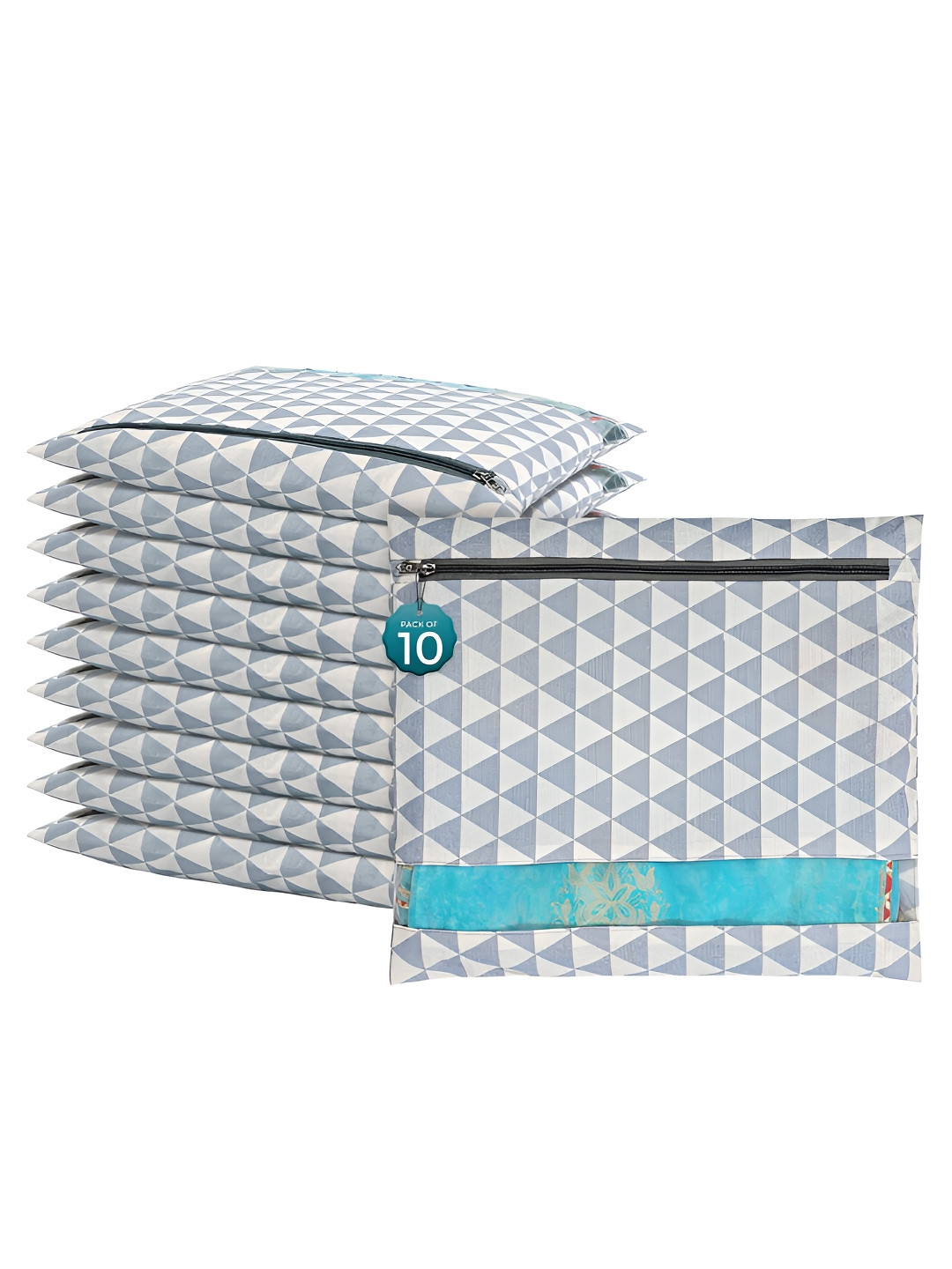 Aura Grey 10 Pieces Multi-Utility Cotton Saree Cover Organisers