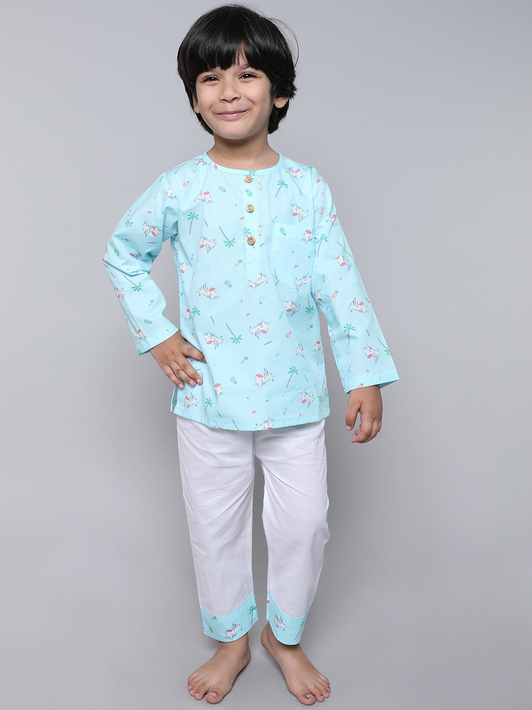 Little Clothings Boys The Lost Zebra PJ Organic Cotton Printed Night Suit