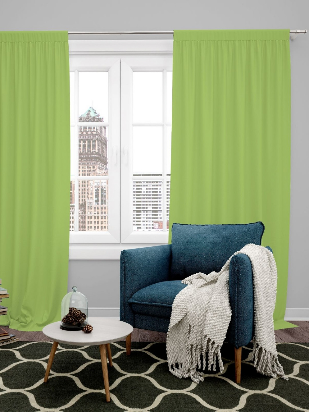 Parda Online Green Set of 4 Black Out Door Curtain