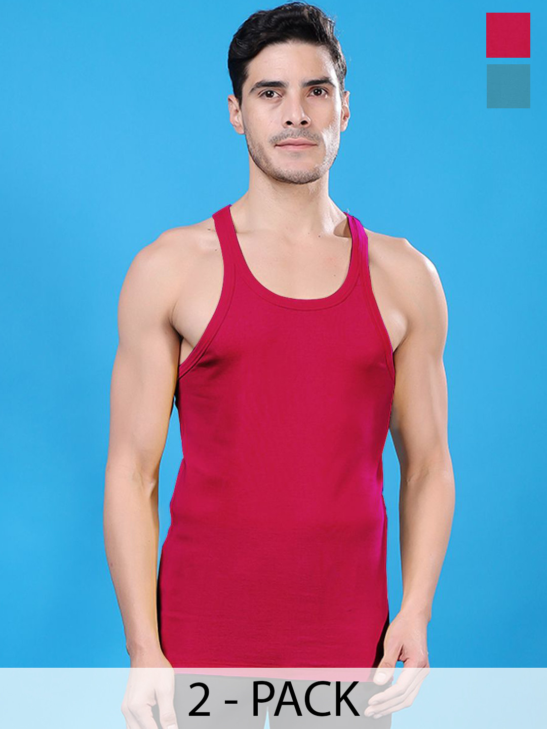 Friskers Pack Of 2 Pure Cotton Gym Vests 270525CA-07-20