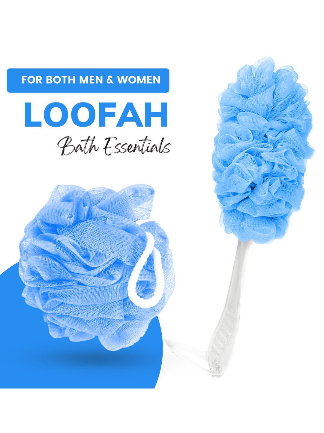 Sizi Set Of 2 Soft Round Loofah With Handle- Blue