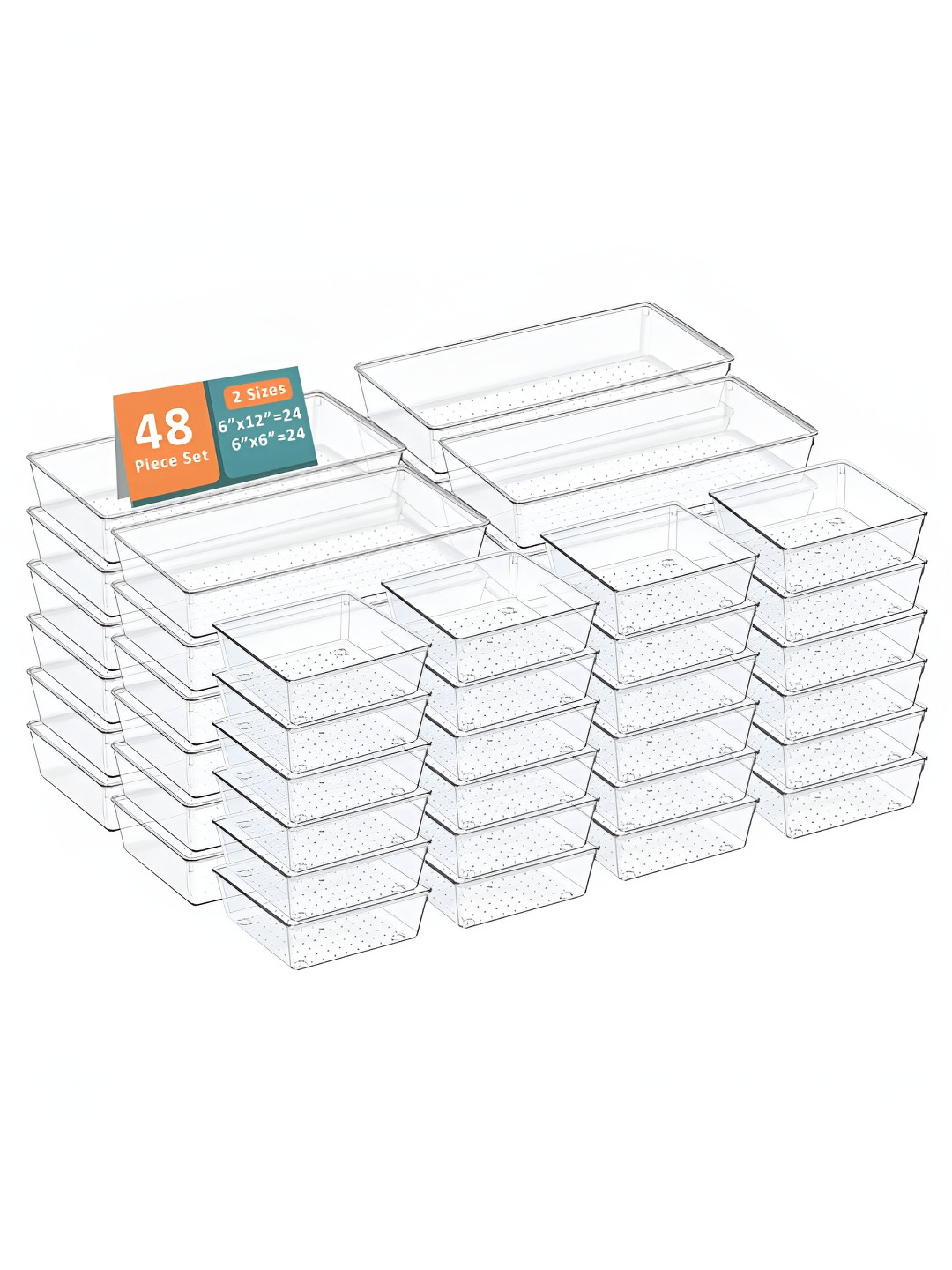 Aura 48 Pcs Set Multi-Purpose Plastic Drawer Organizers