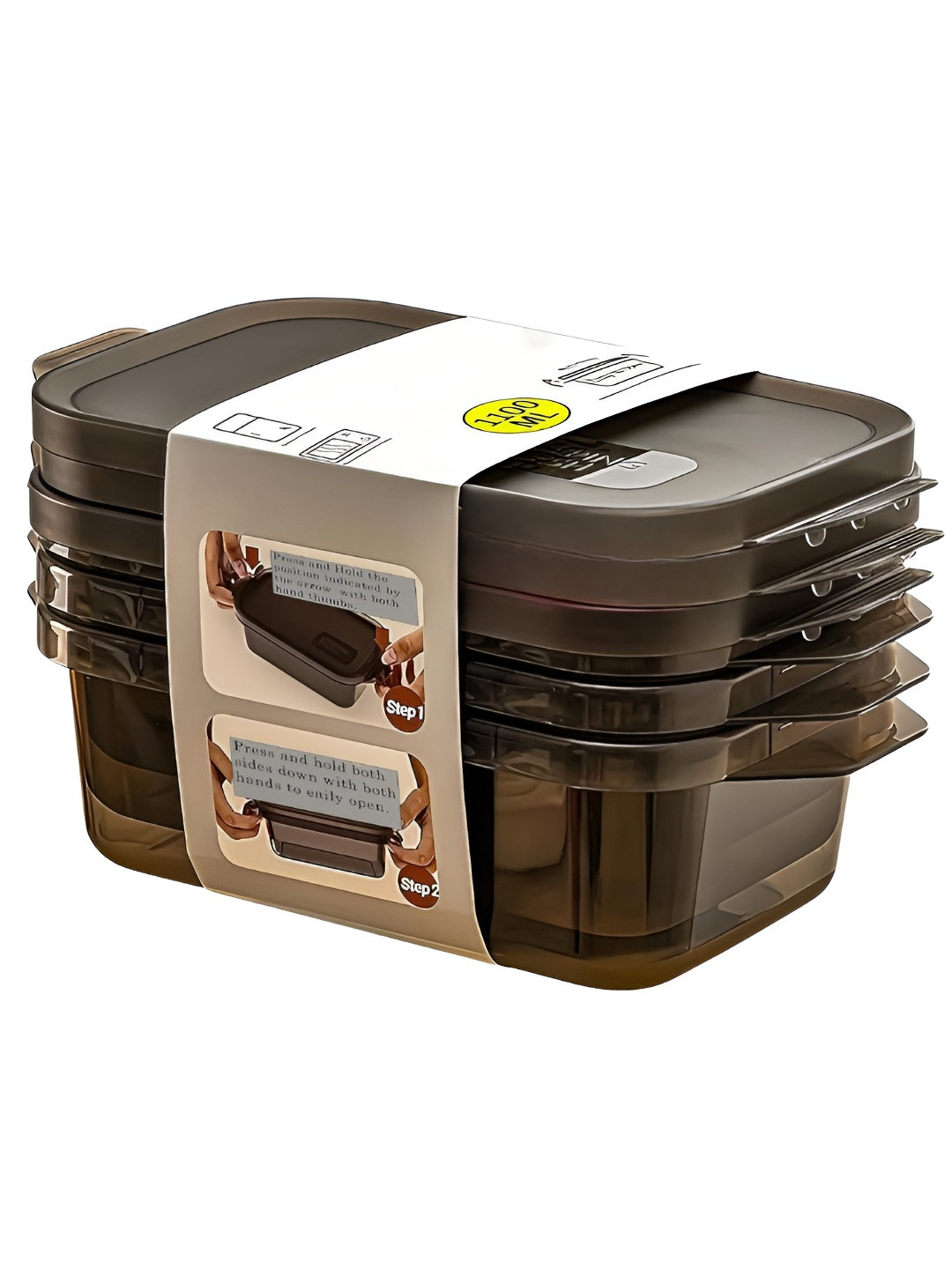 Reeq Slim Black Plastic Easy To Clean 6 Piece Flip Top Canister