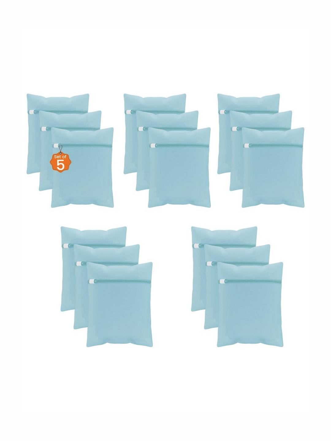 Aura 15-Pcs Blue Reusable Mesh Laundry Bags With Zipper