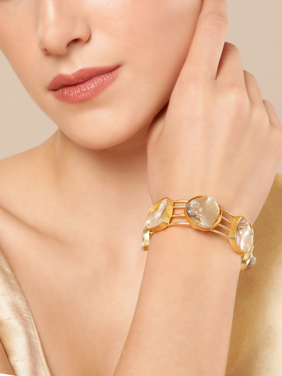 Anouk Mother of Pearl Gold-Plated Cuff Bracelet