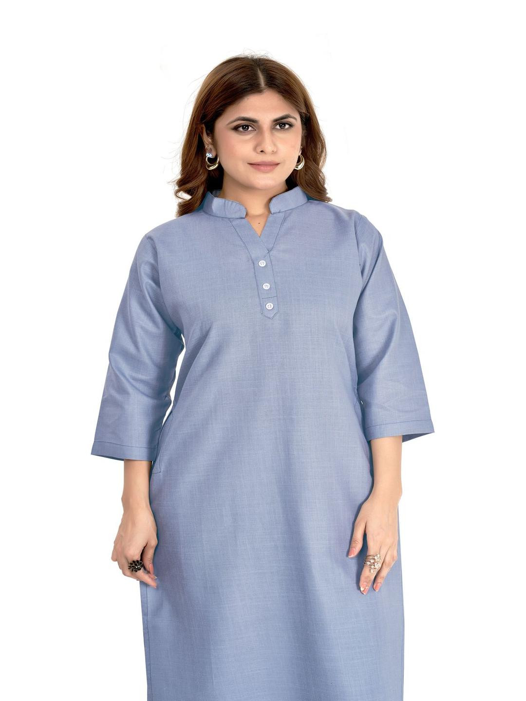 Moda Rapido Grey Cotton Blend Kurtis