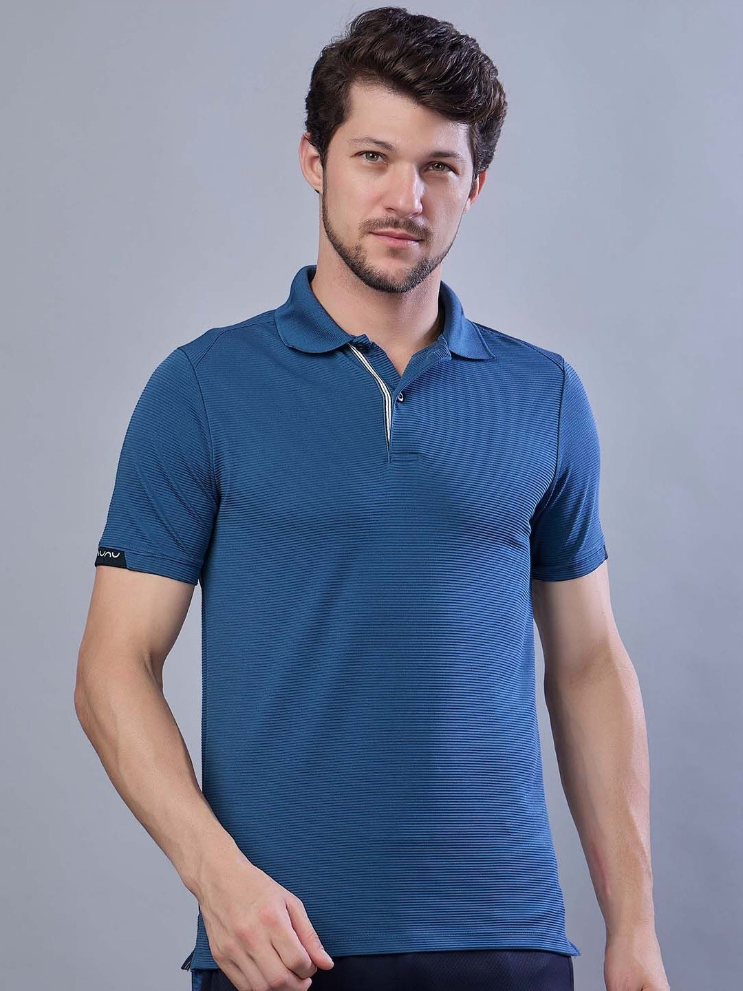 SPORT SUN Self Design Polo Collar Short Sleeves Sports T-shirt