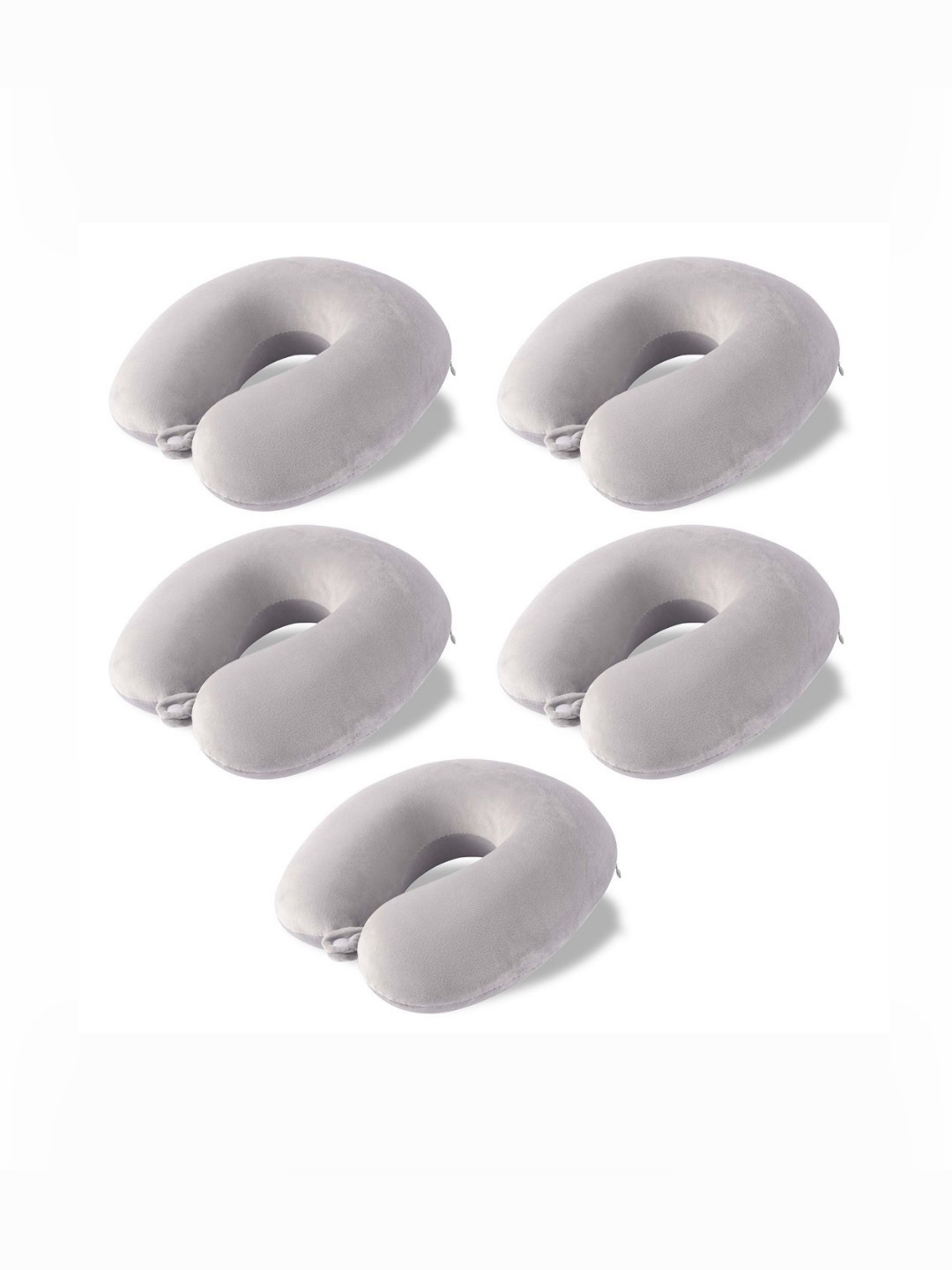 Aura Grey Set of 5 Memory Foam Filled Cotton Travel Pillow