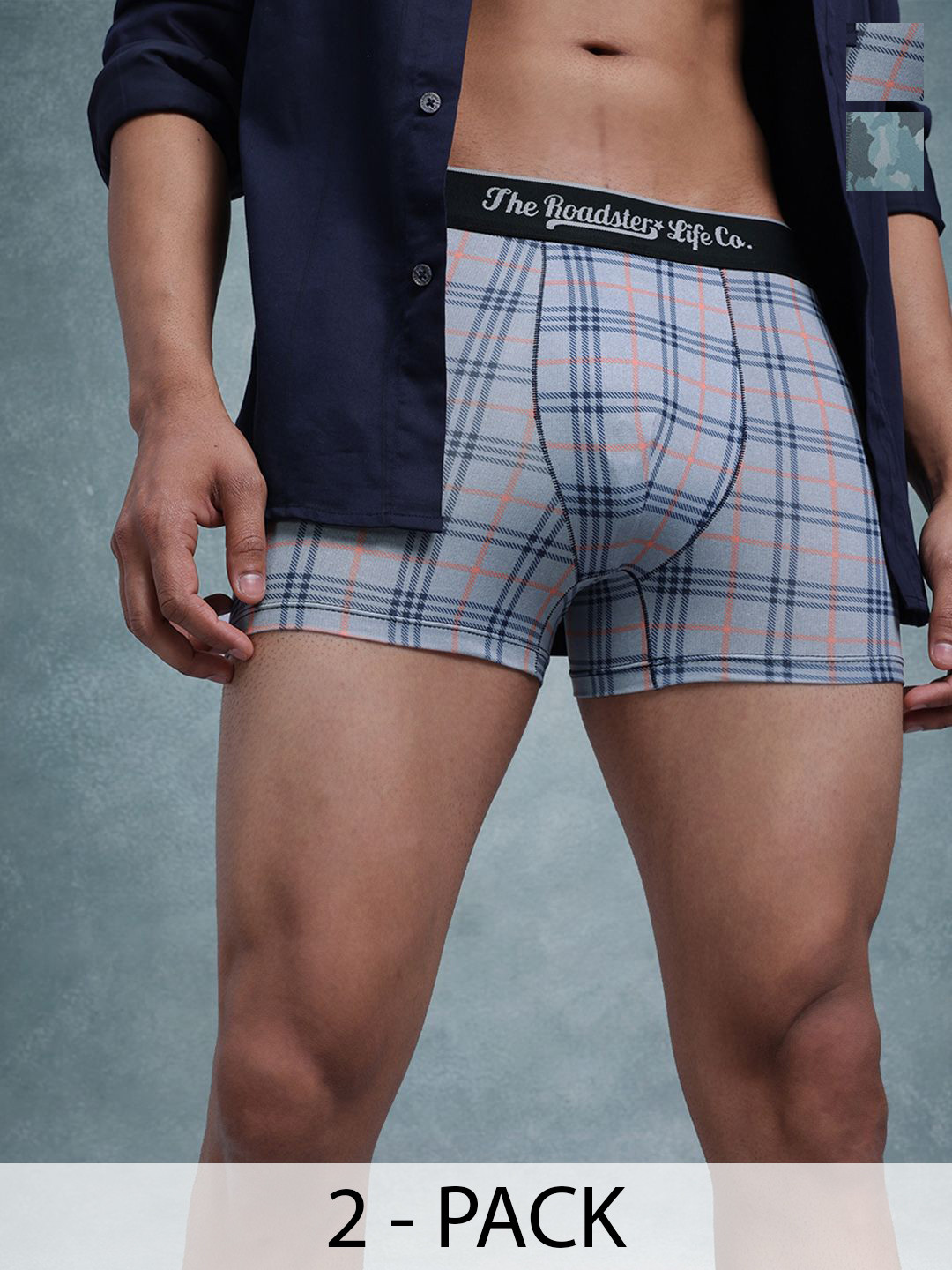 The Roadster Lifestyle Co Pack Of 2 Printed Mid Rise Trunks PACK OF 2-PV-Print-RO3-RO12-S