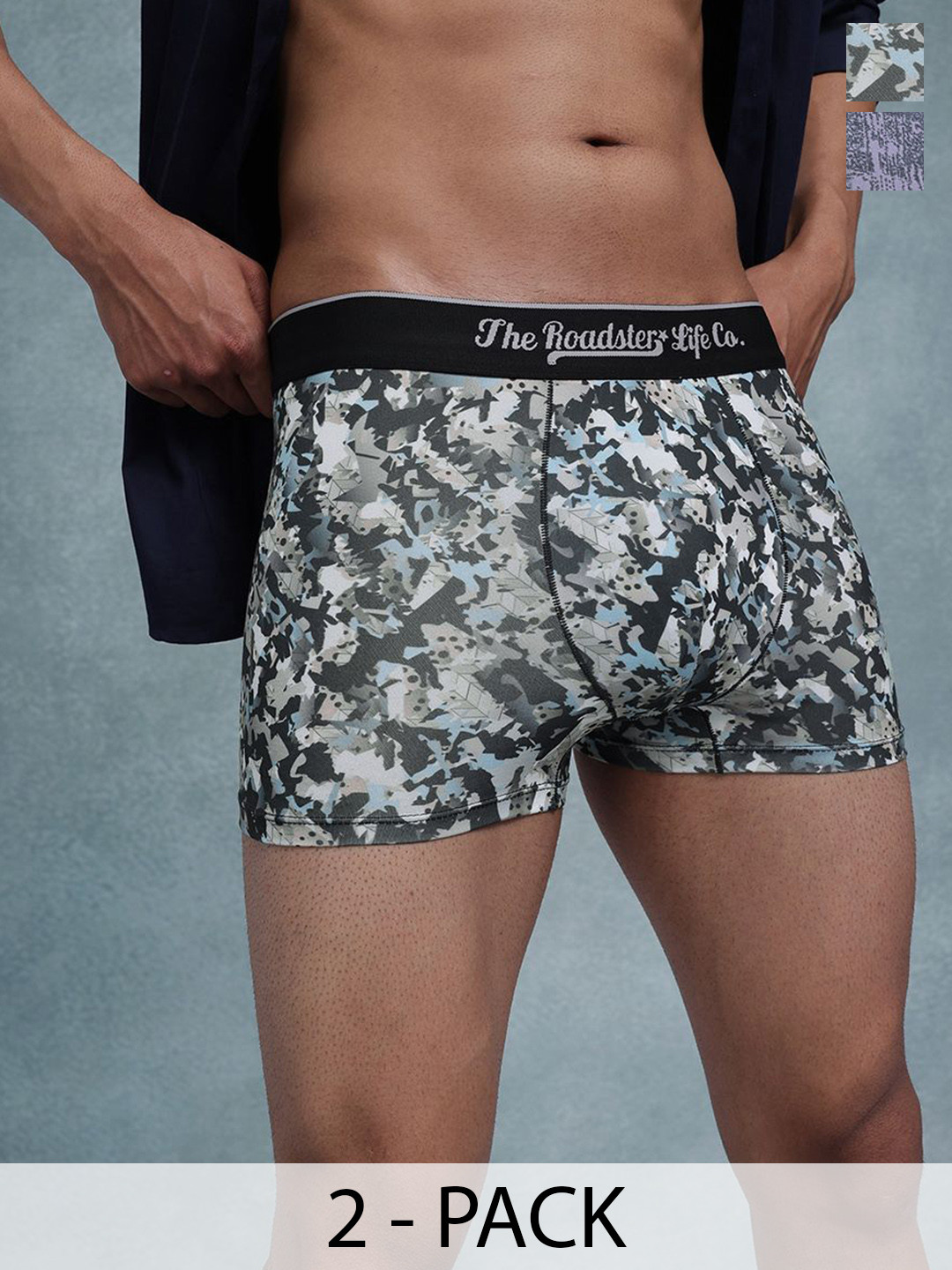 The Roadster Lifestyle Co Pack Of 2 Printed Mid Rise Trunks RTO-PV-Print-RO2-RO8-S