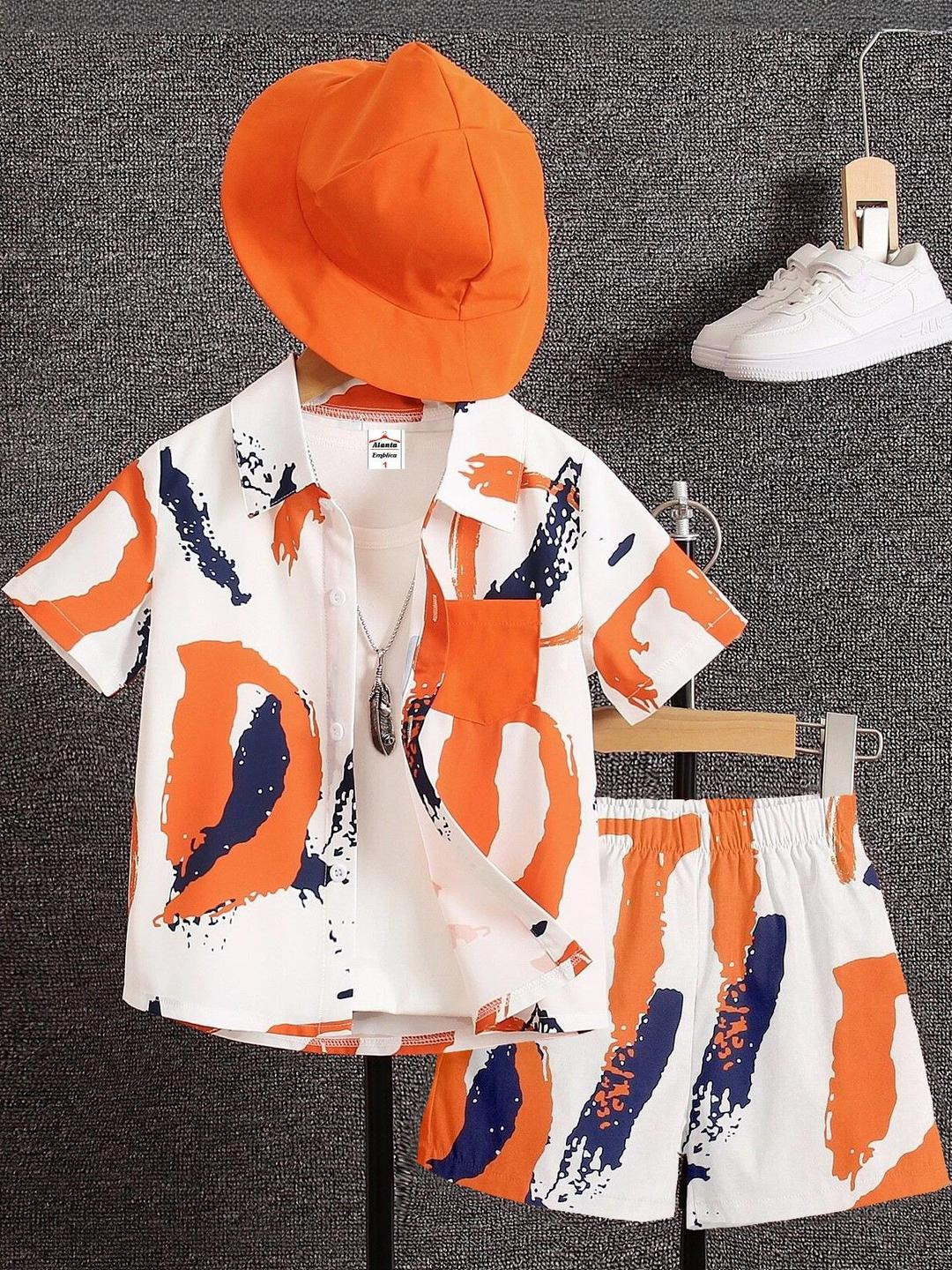 ALANTA Kids-Unisex Orange Clothing Set