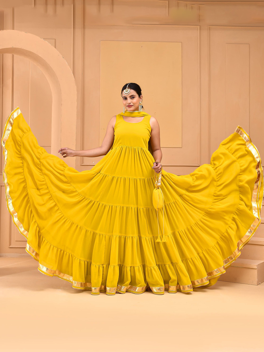 Bannhi by Priyanka Rathore  Fit And Flare Ethnic Dresses With Dupatta