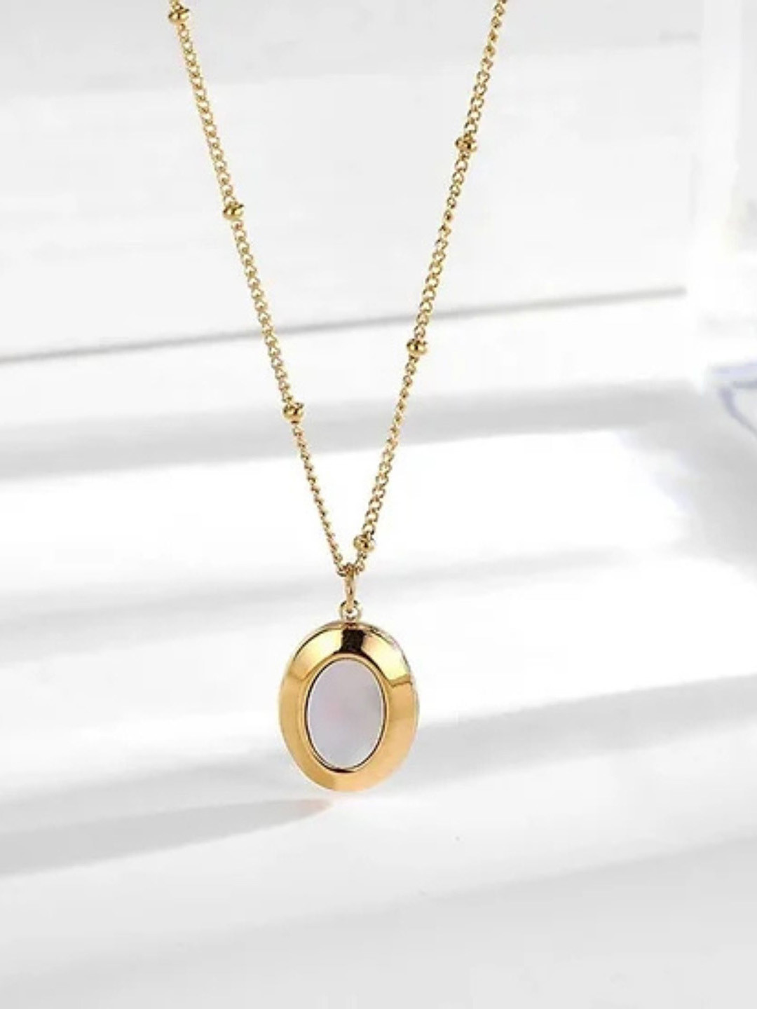 CRYSTALANE Gold-Plated Oval Pendants with Chains