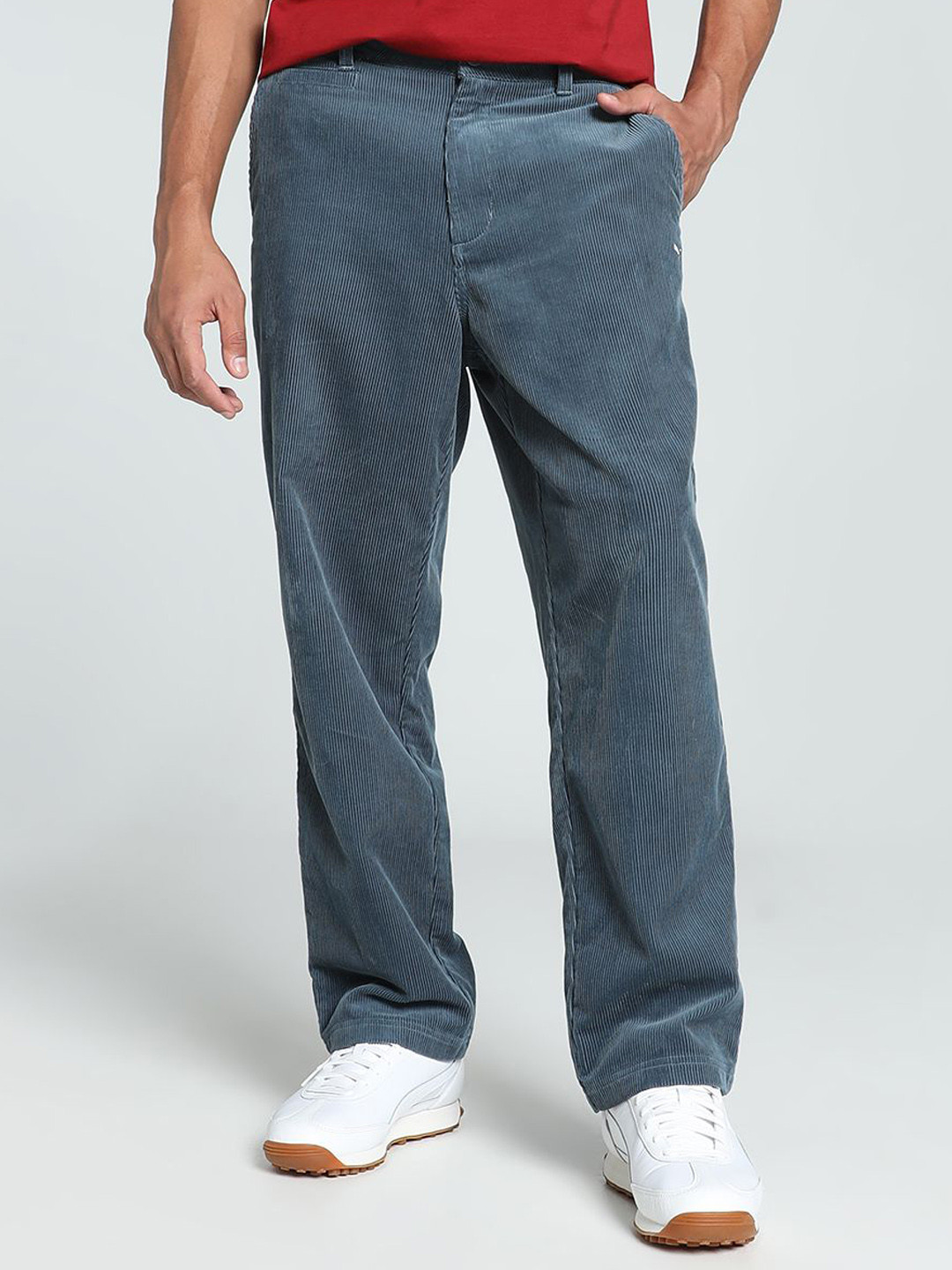 Puma MMQ Corduroy Men Cotton Relaxed Fit  Relax Fit Mid-Rise Regular Trouser