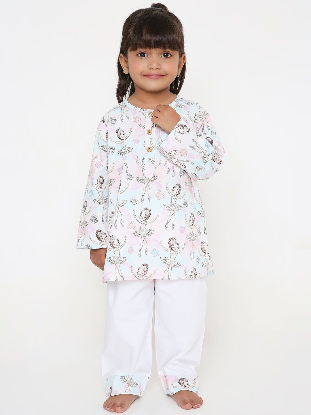 Little Clothings Girls Twinkle Toes Pure Cotton PJ Set