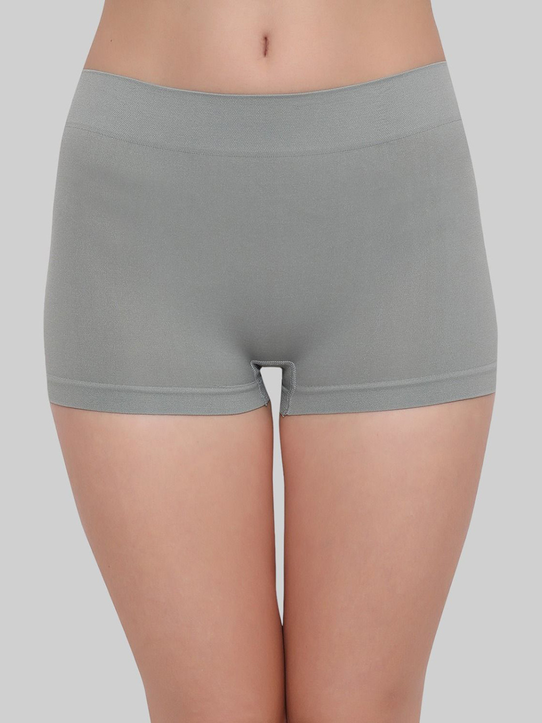 PLUMBURY Mid-Rise Boyshort Briefs PL-B/S-4603-GREY-S