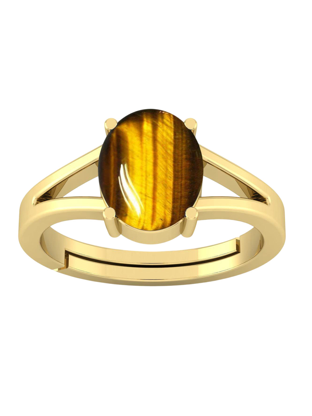 RSPR 8.25 Ratti Yellow Crystal Natural Tiger's Eye Adjustable Ring