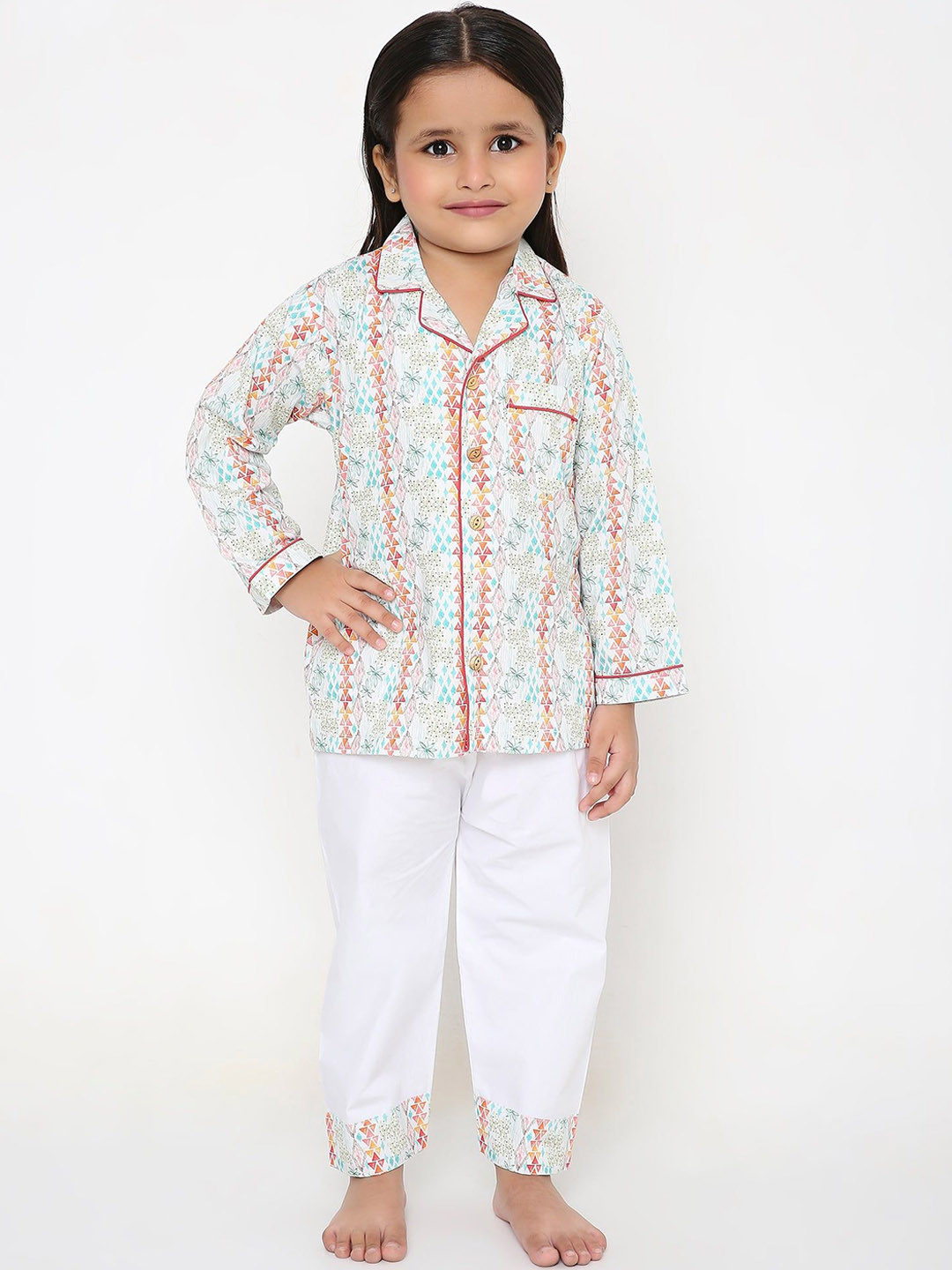 Little Clothings Girls Abstract Printed Long Sleeves Regular Night suit