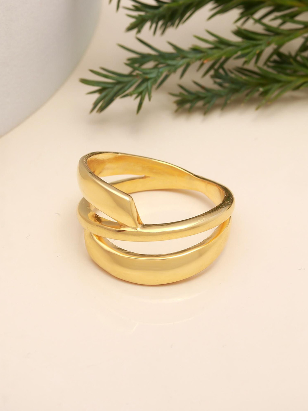 ORO ALMA Gold-Plated Loop-Shaped Adjustable Finger Ring