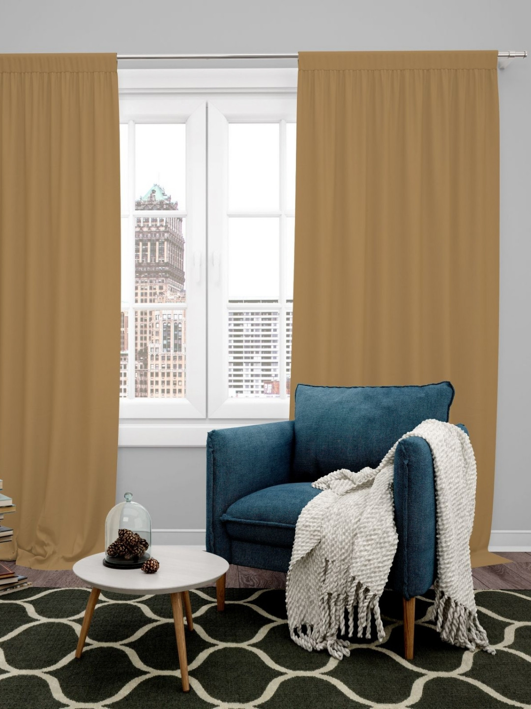 Parda Online Bronze-Toned Set of 2 Black Out Long Door Curtain