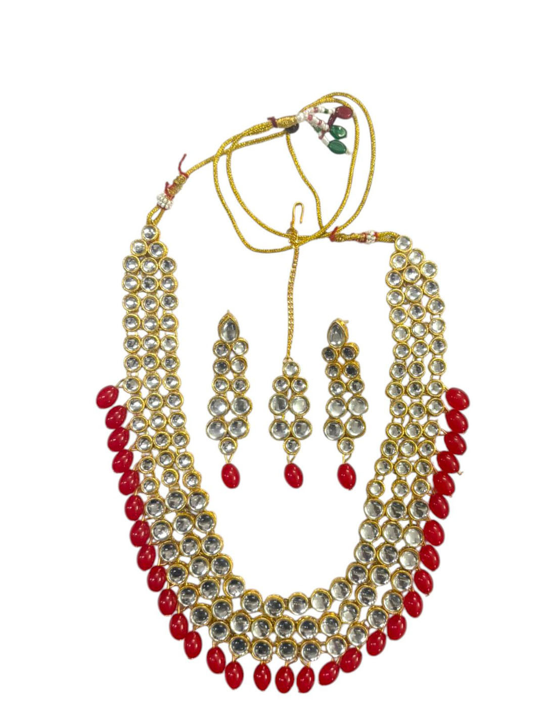 Saree Swarg Gold-Plated Stone-Studded & Beaded Jewellery Set