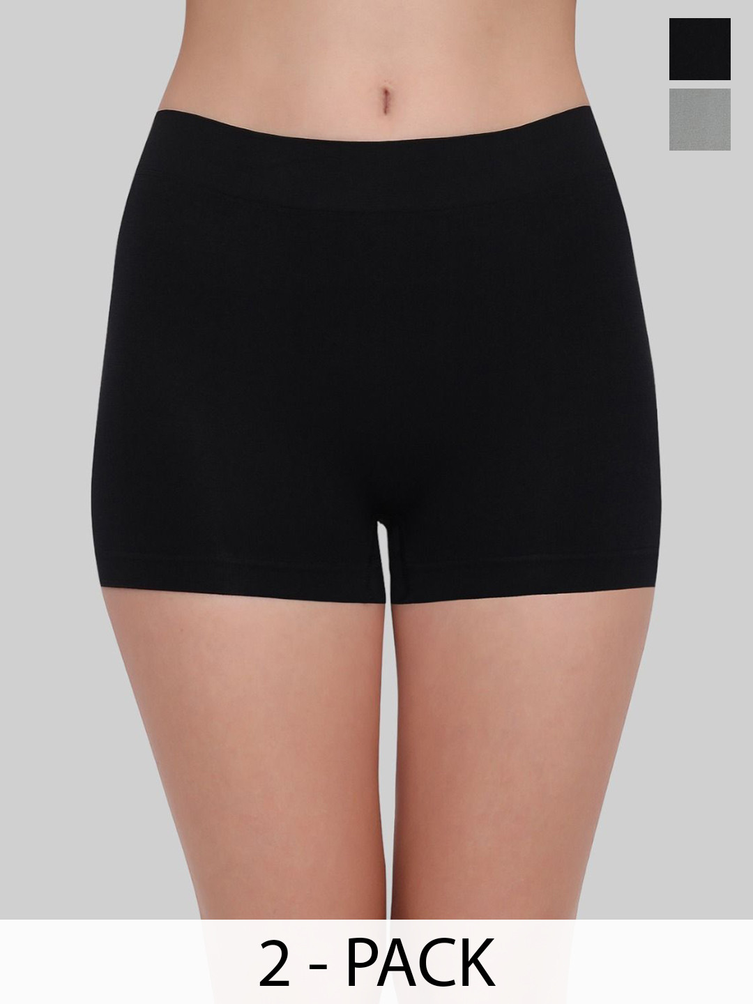 PLUMBURY Pack Of 2 Boyshort Briefs PL-B/S-4603-BL/GREY-S