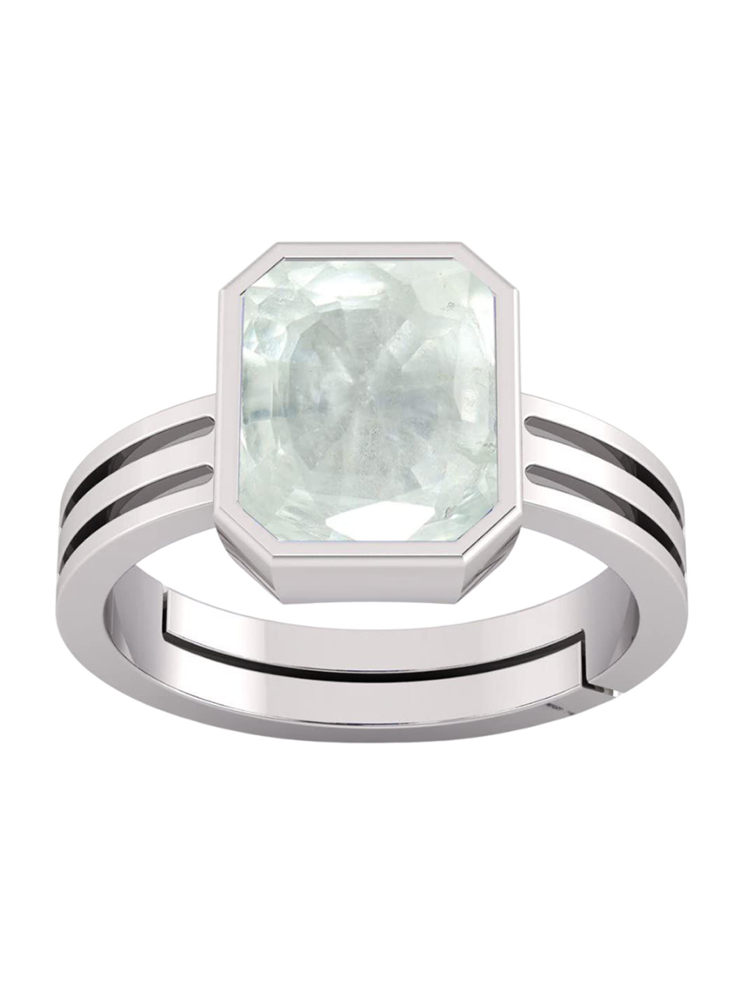 RSPR Evil Eye Protection Sterling Silver Stone-Studded Adjustable Finger Ring