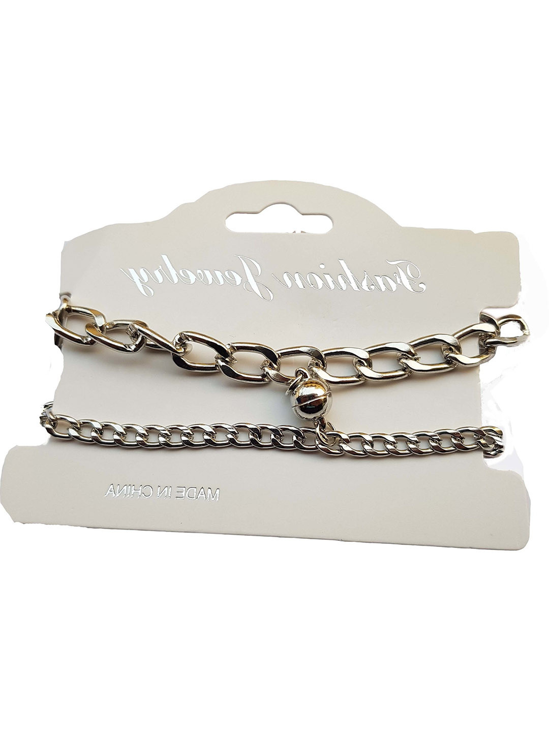 J.S ENTERPRISES Set Of 2 Heart Magnetic Pendant Chain & Bracelet Couple Jewellery Set