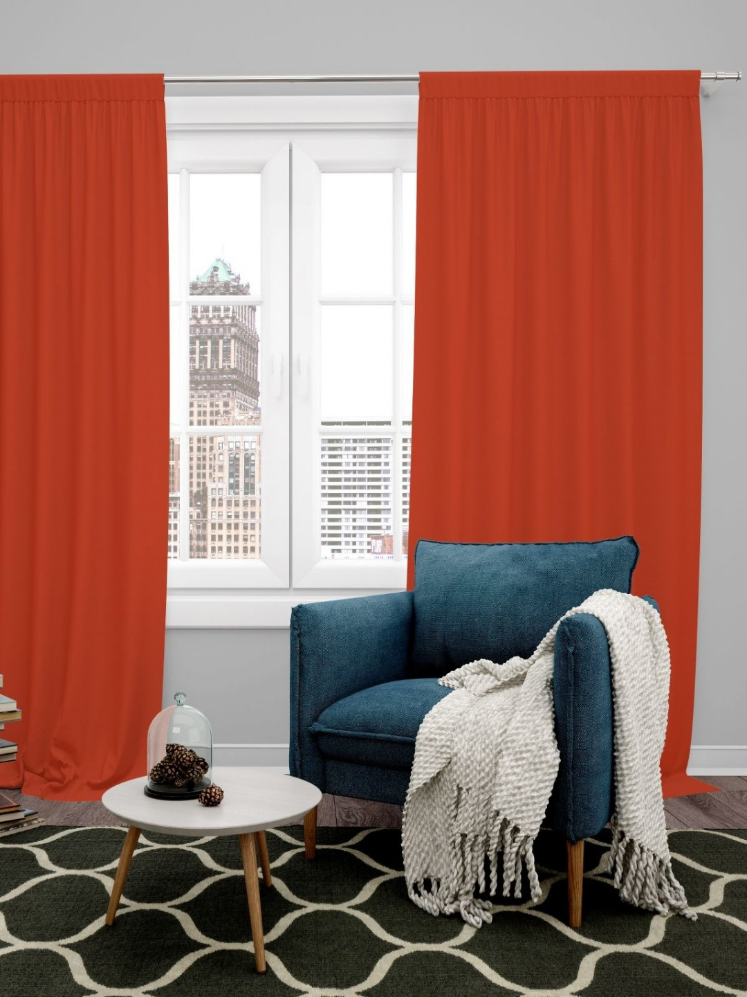 Parda Online Orange Black Out Door Curtain