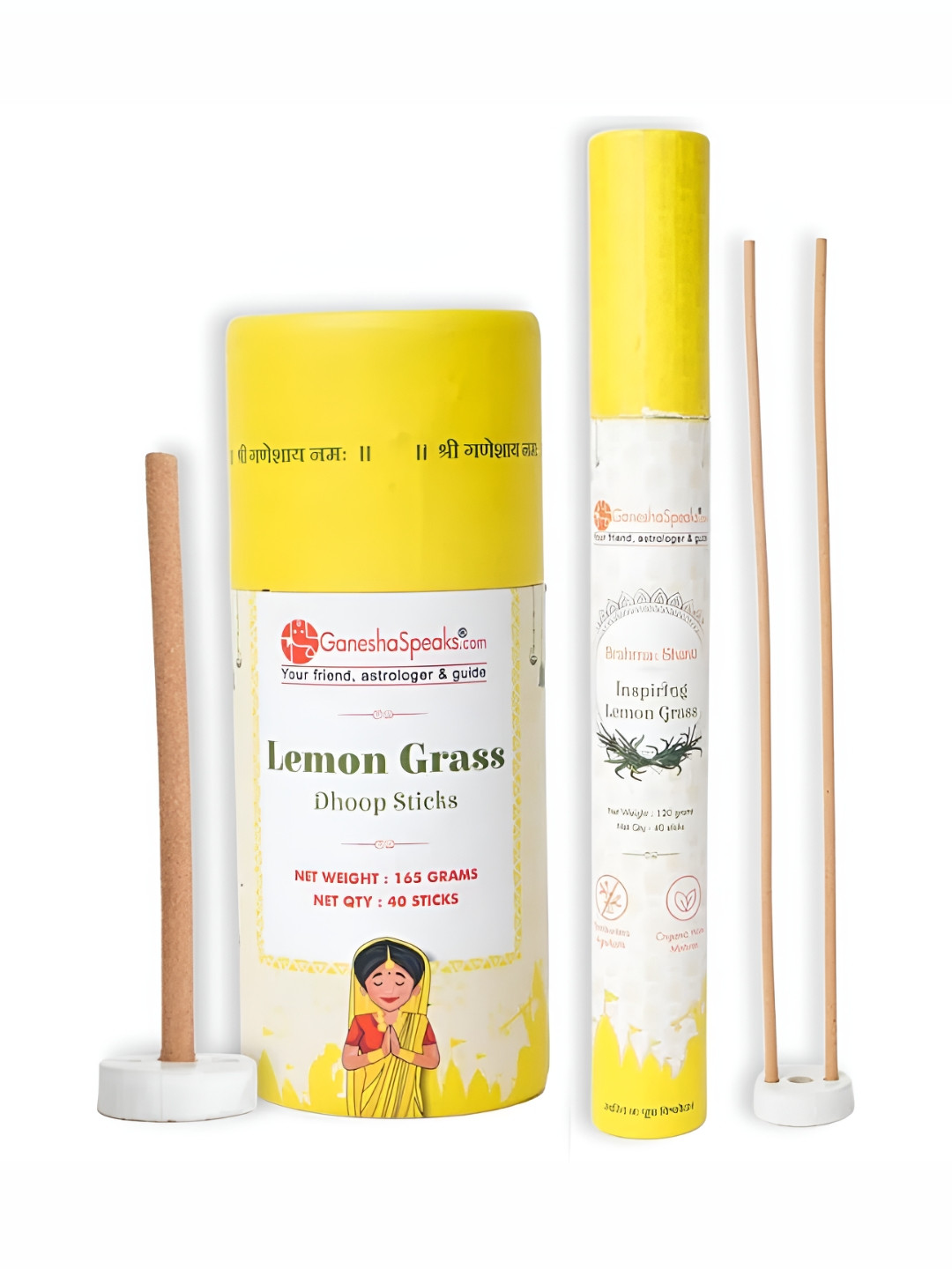 GaneshaSpeaks 2-Pcs Brown Lemongrass Incense & Dhoop Stick Combo