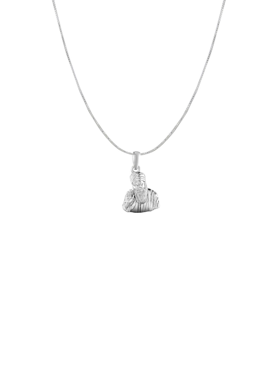 AKSHAT SAPPHIRE Guru Nanak Dev Ji 925 Sterling Silver Pendants with Chains