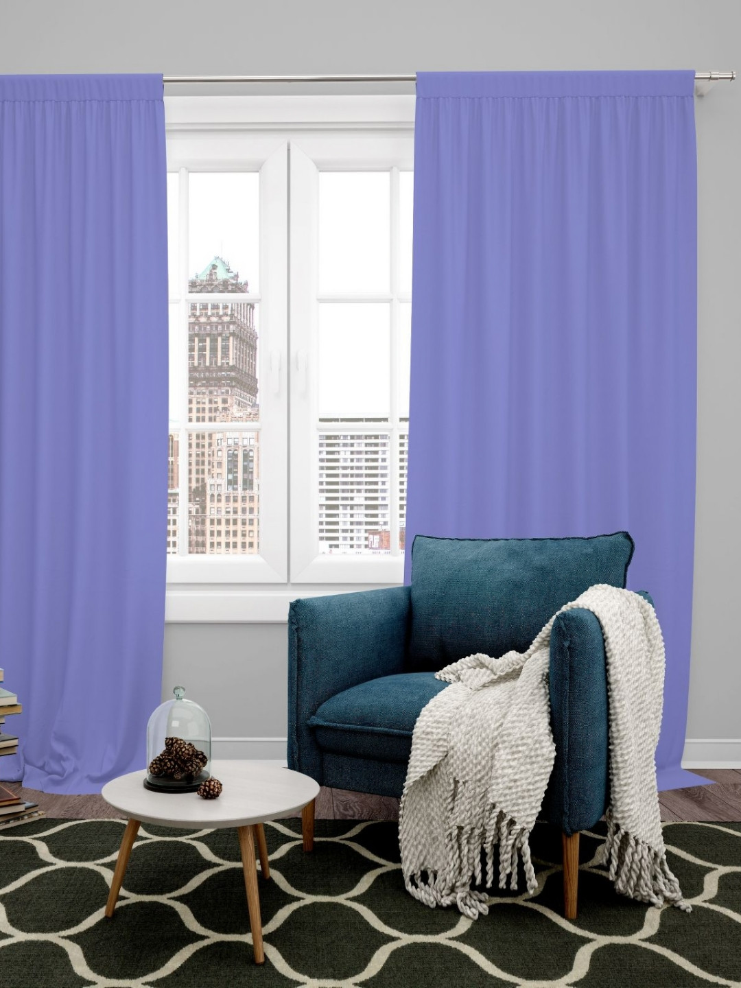 Parda Online Lavender 2 Pieces Black Out Long Door Curtains