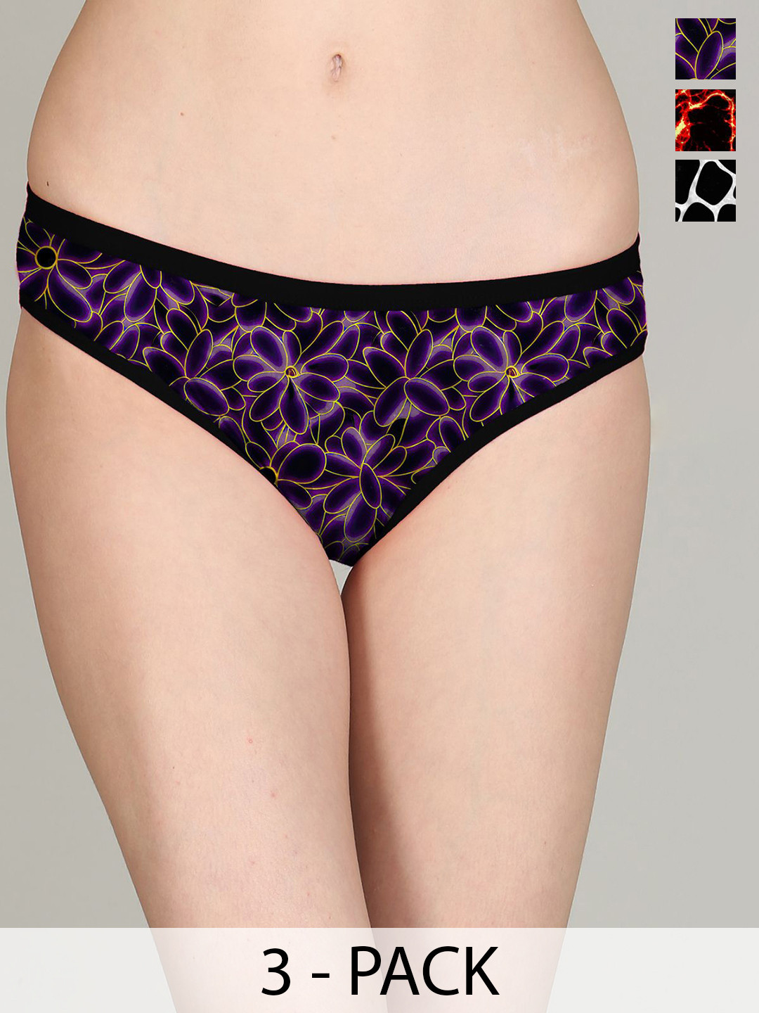 Lola  Dola Pack Of 3 Printed Pure Cotton Hipster Briefs + PPC-01--(8-15-16)