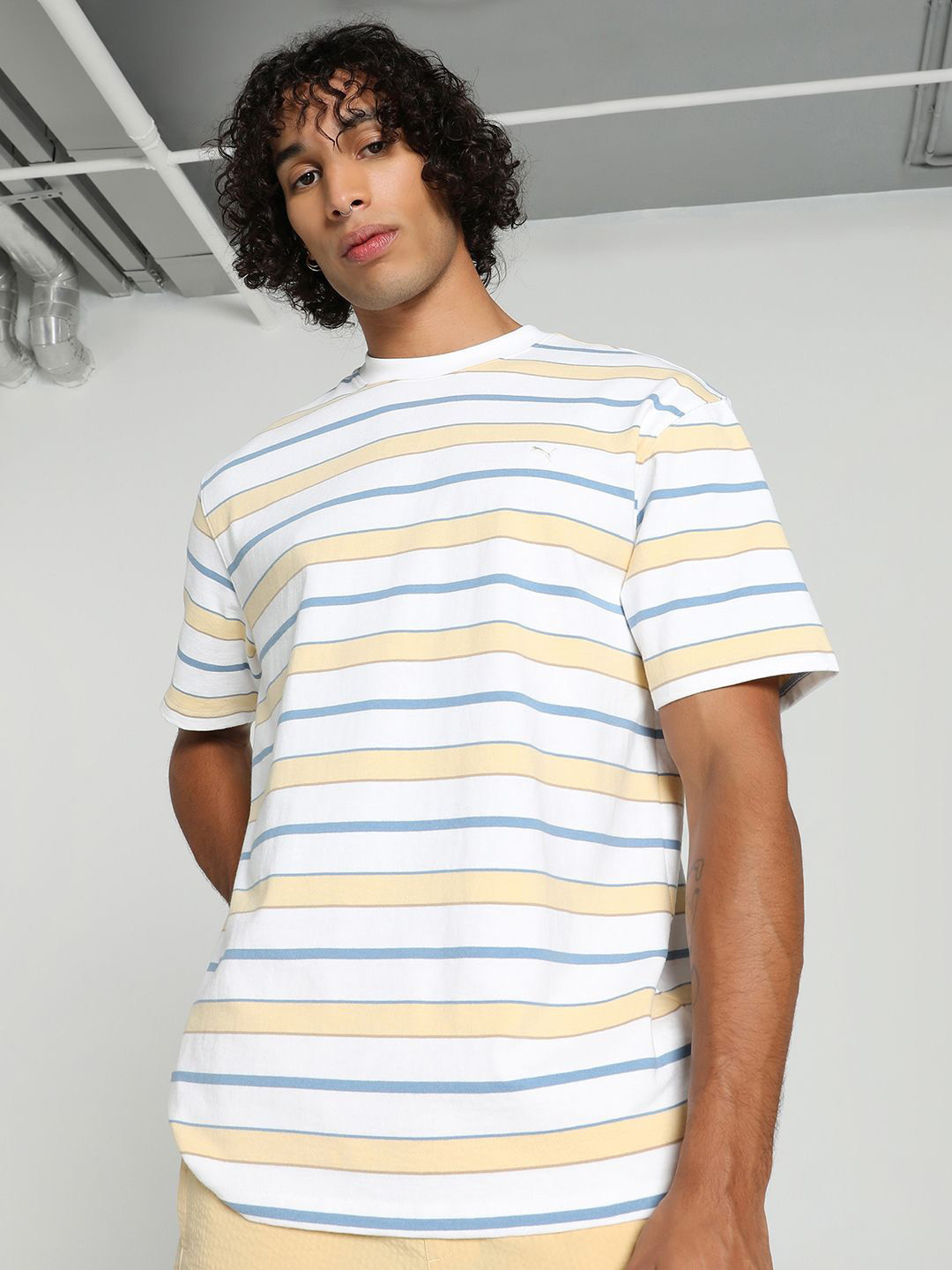 Puma MMQ Striped Cotton T-shirt