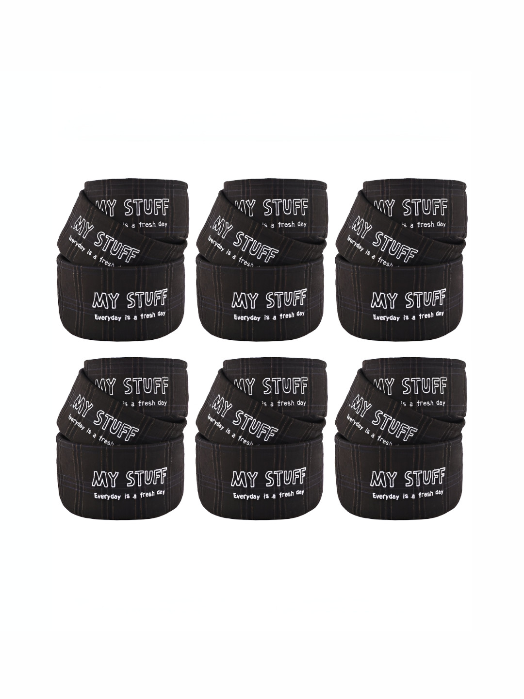 Aura Black Set of 18 Regular Drawer Organiser Storage Basket