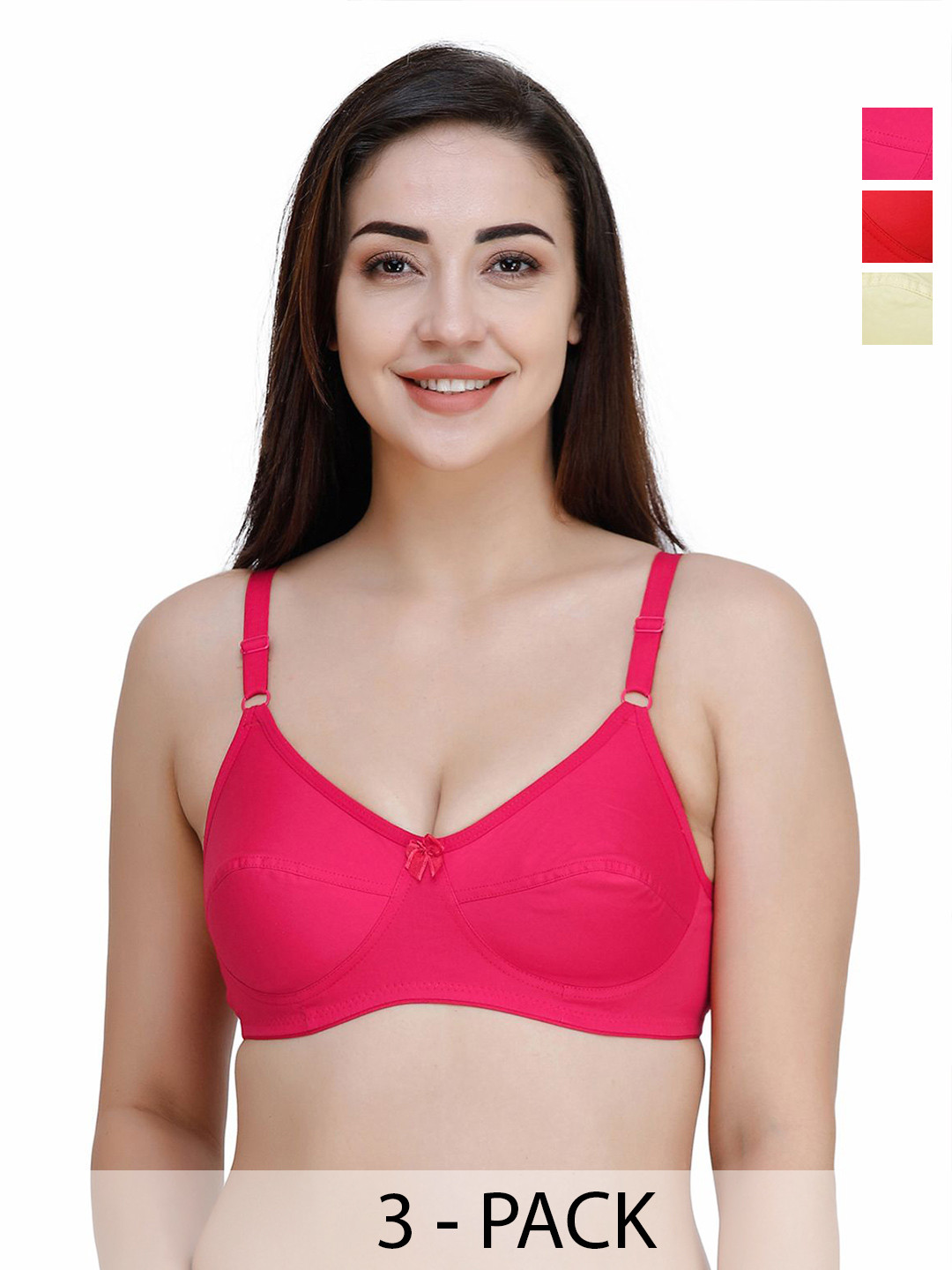 College Girl Cg1303 Pack Of 3 Full Coverage Non Padded Cotton Bra